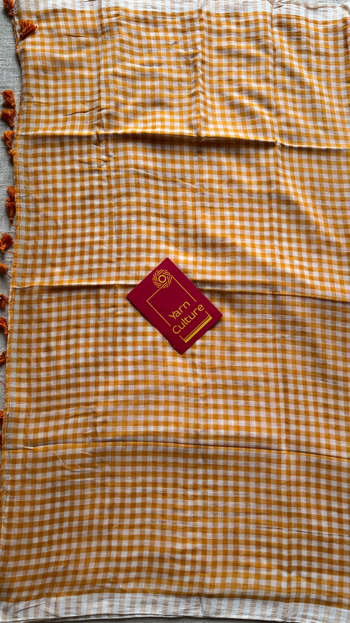 Orange Ice - Orange & cream checks, mul cotton YCBCMCC01