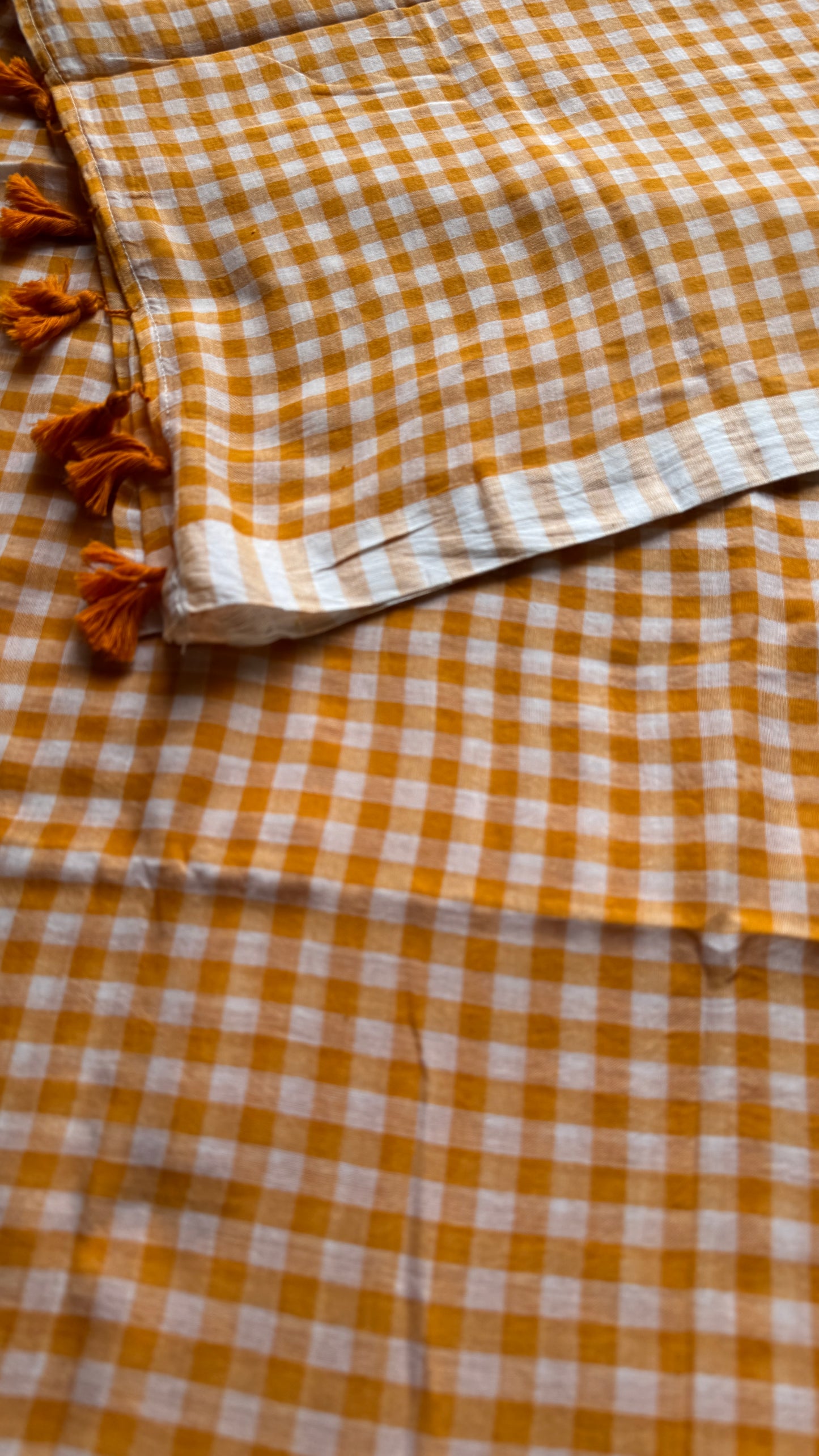 Orange Ice - Orange & cream checks, mul cotton YCBCMCC01