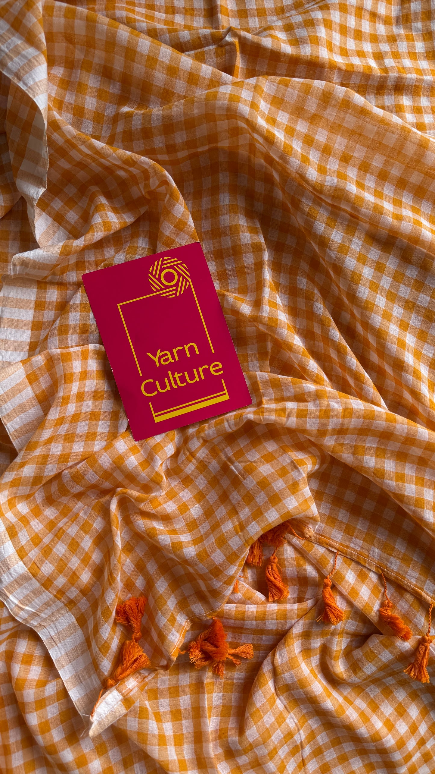 Orange Ice - Orange & cream checks, mul cotton YCBCMCC01