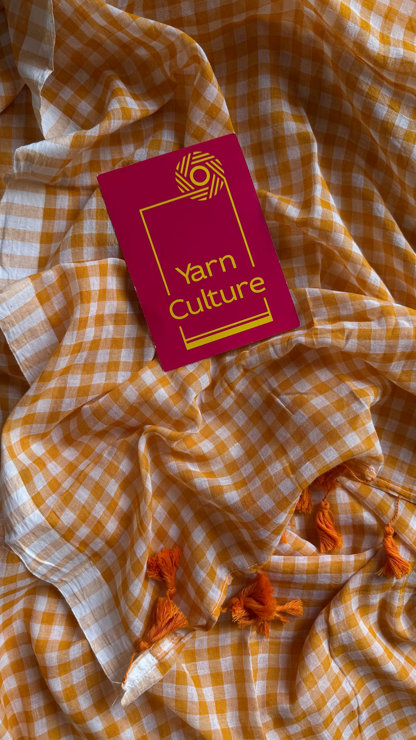 Orange Ice - Orange & cream checks, mul cotton YCBCMCC01