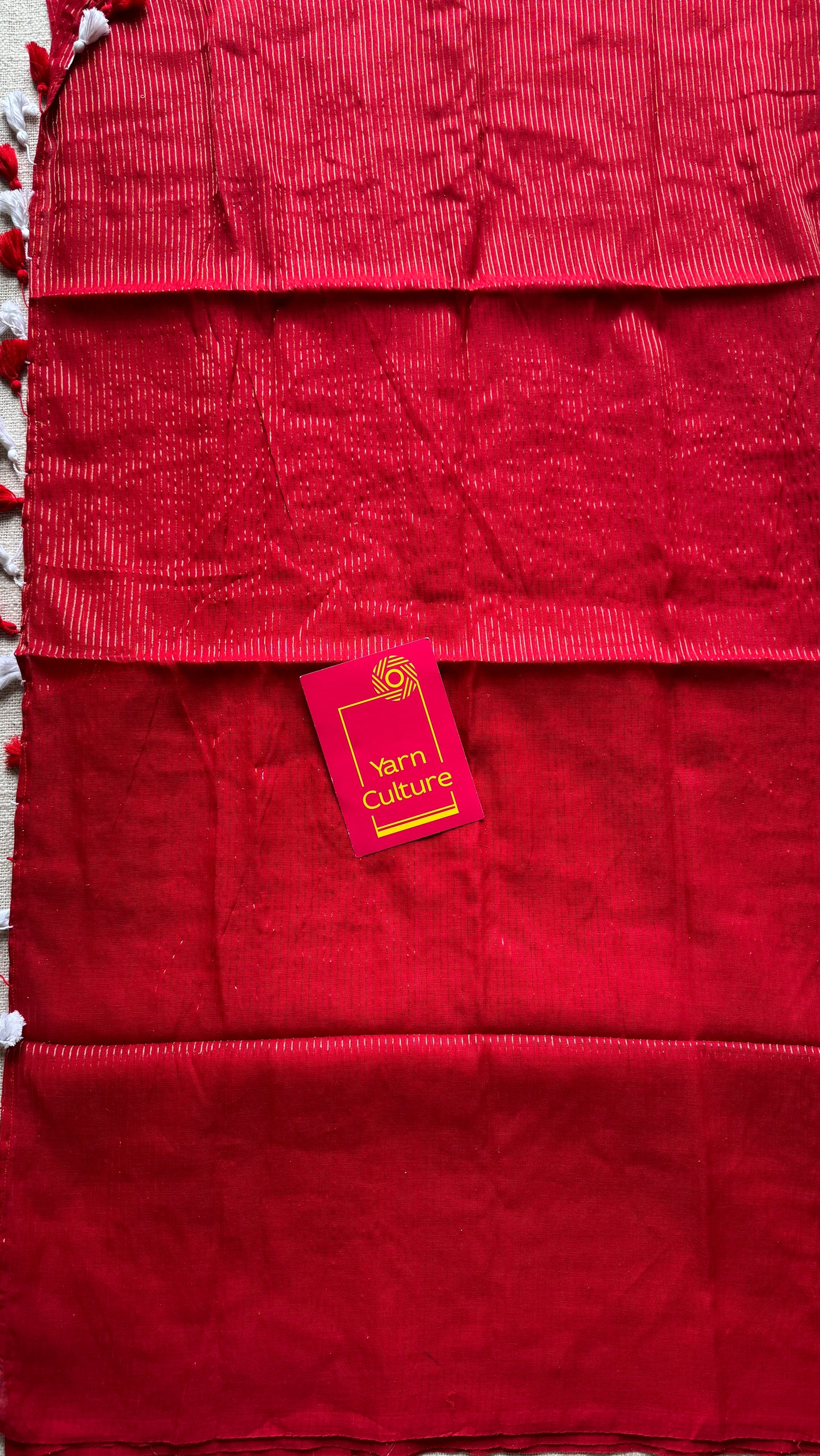 Red Chilli - Red & gold stripes, mul cotton