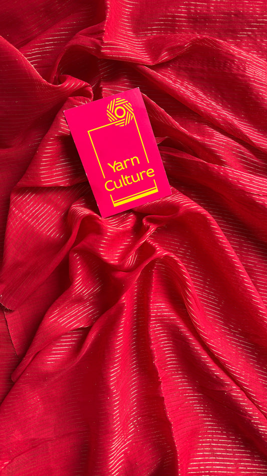 Red Chilli - Red & gold stripes, mul cotton
