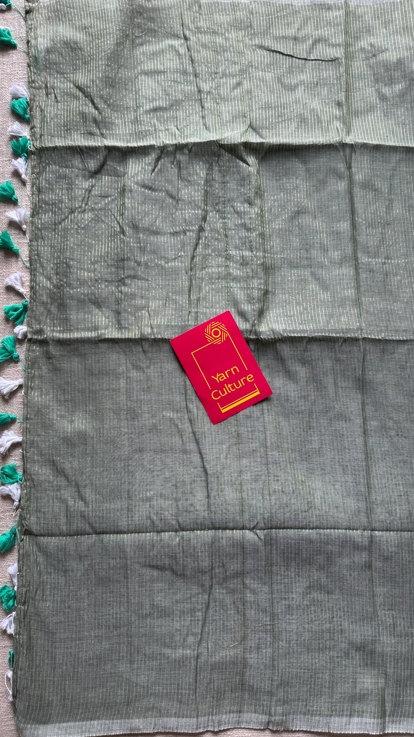 Peppermint Frost - Pastel mint green & gold stripes, mul cotton