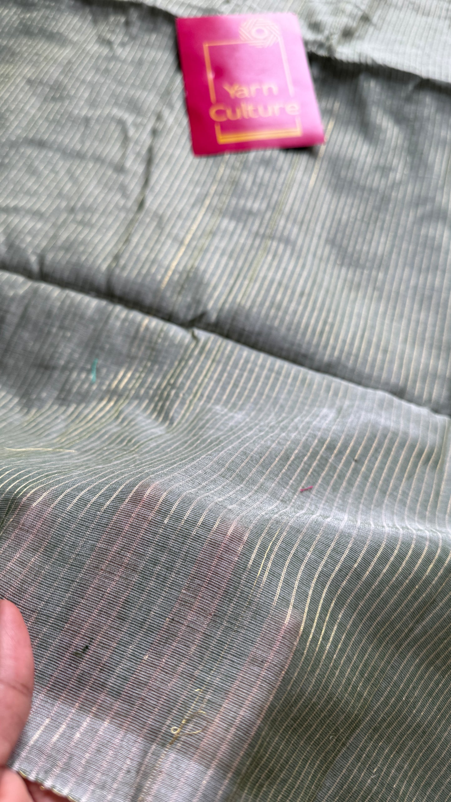 Peppermint Frost - Pastel mint green & gold stripes, mul cotton