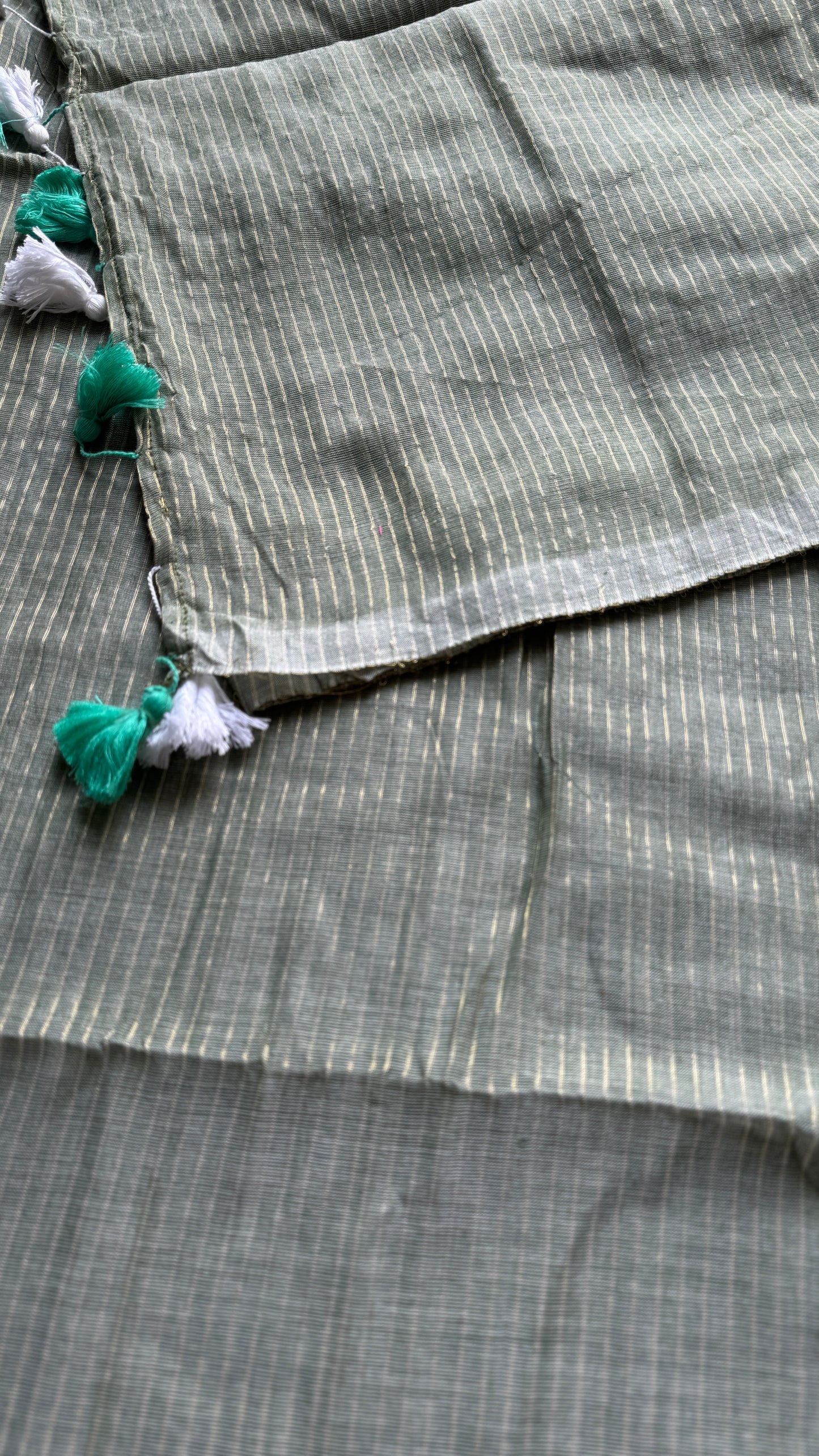 Peppermint Frost - Pastel mint green & gold stripes, mul cotton