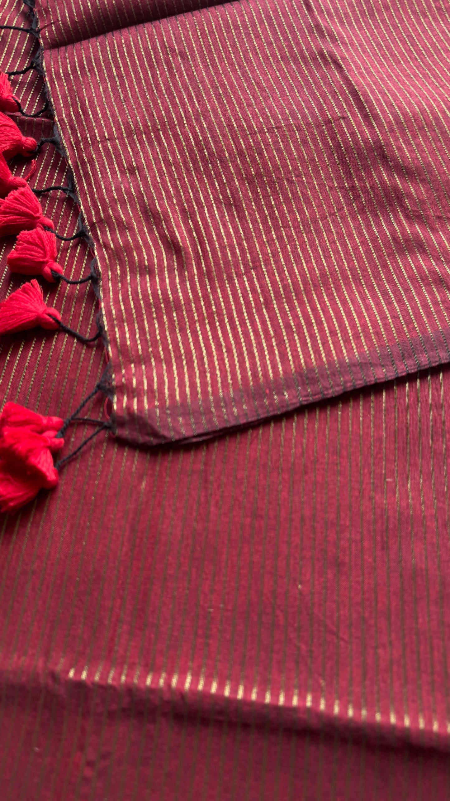 Berry Roast - Deep maroon & gold stripes, mul cotton