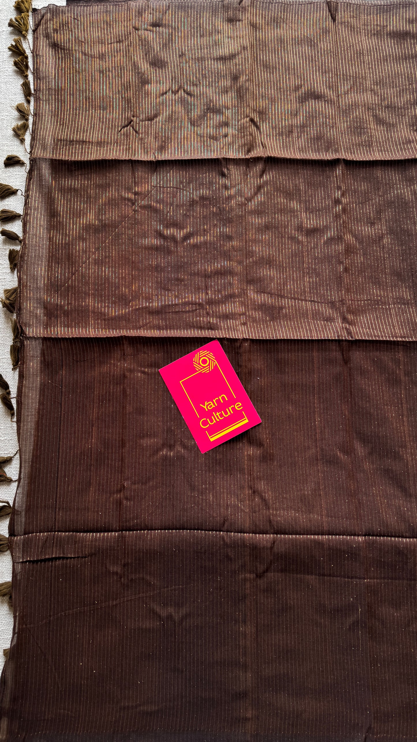 Mocha Bean - Deep brown & gold stripes, mul cotton
