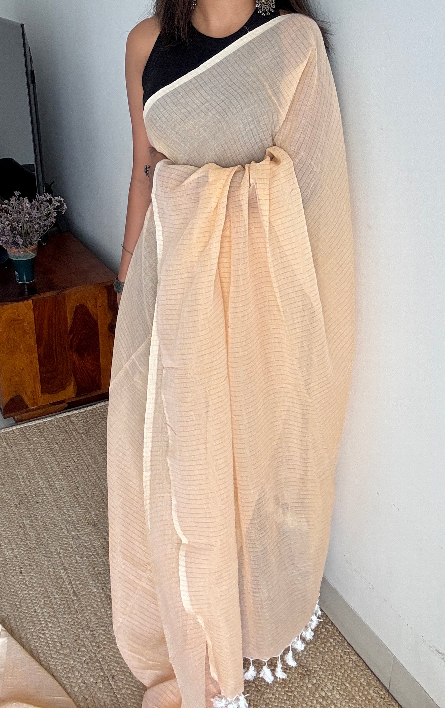 Musk Melon - Pastel orange & gold stripes, mul cotton YCBCMZS02
