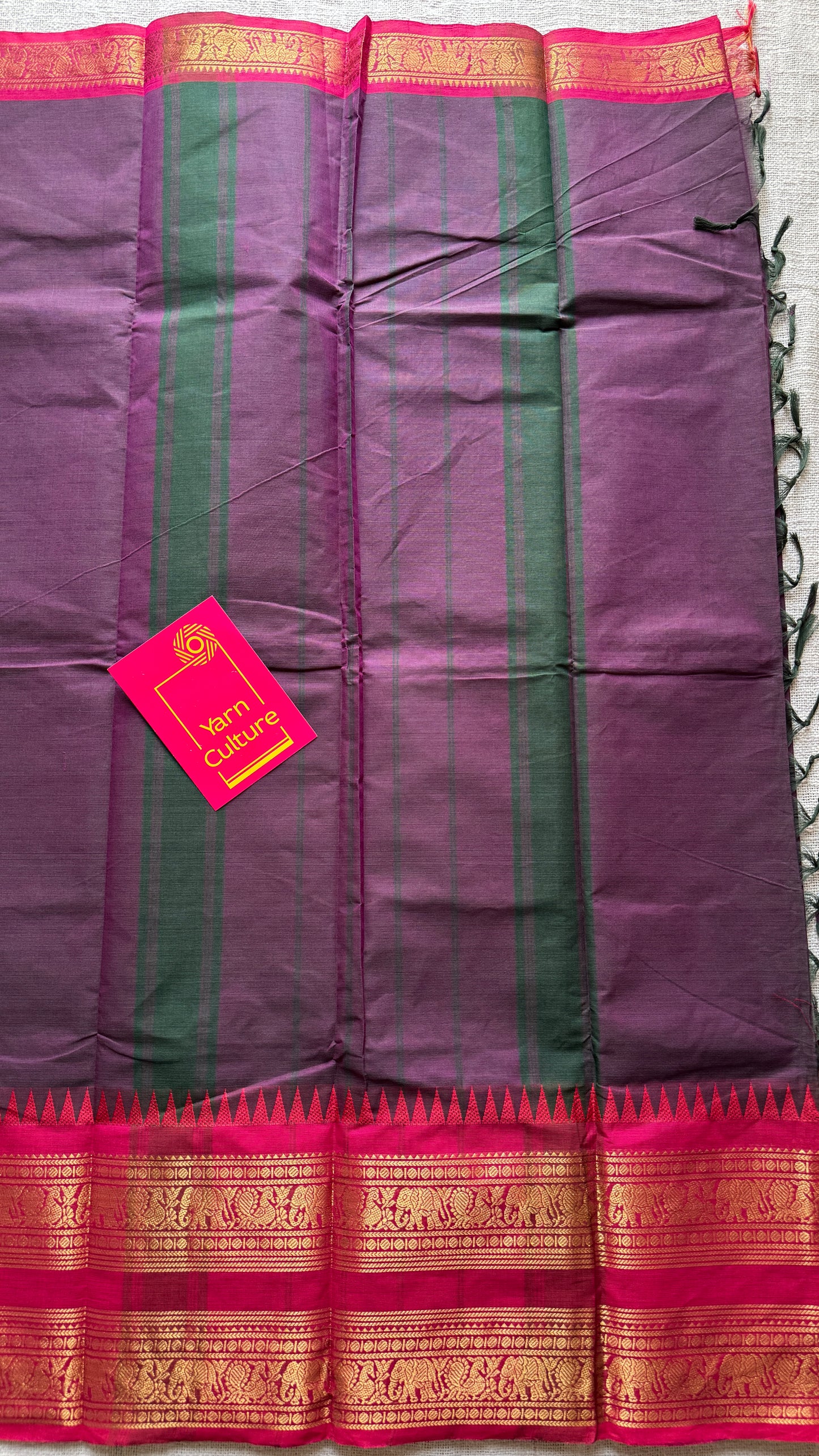 Grape Wine with Hot Pink Contrast - Chettinad Cotton