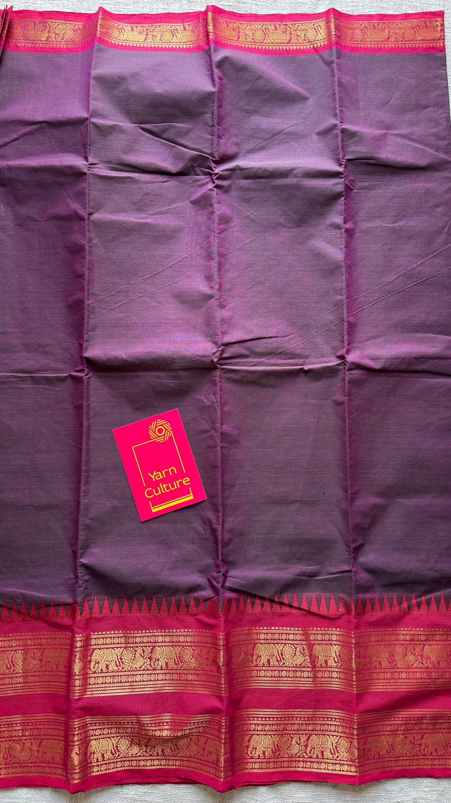 Grape Wine with Hot Pink Contrast - Chettinad Cotton