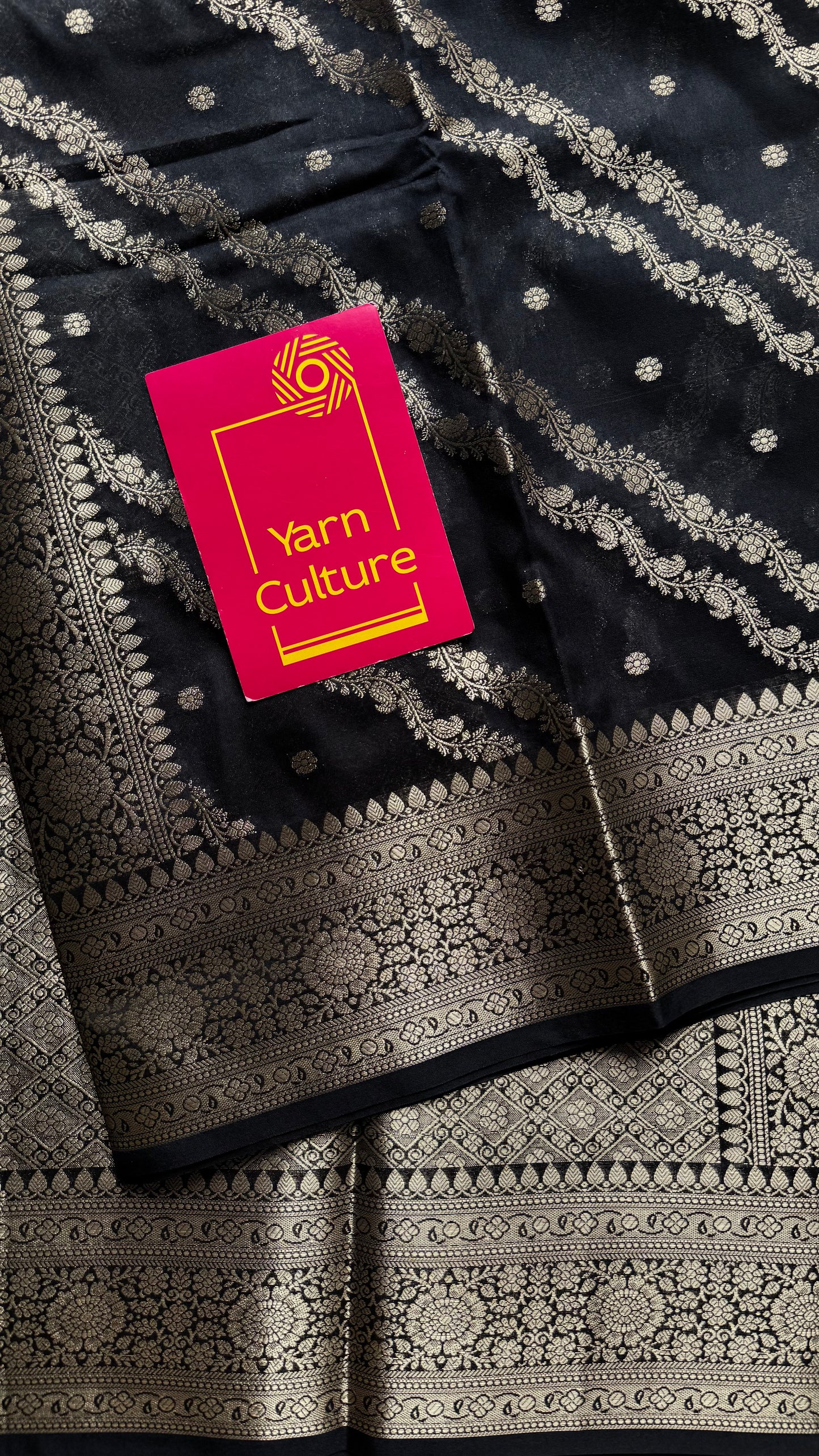 Black floral zari, Banarasi semi-georgette - YCDESE14