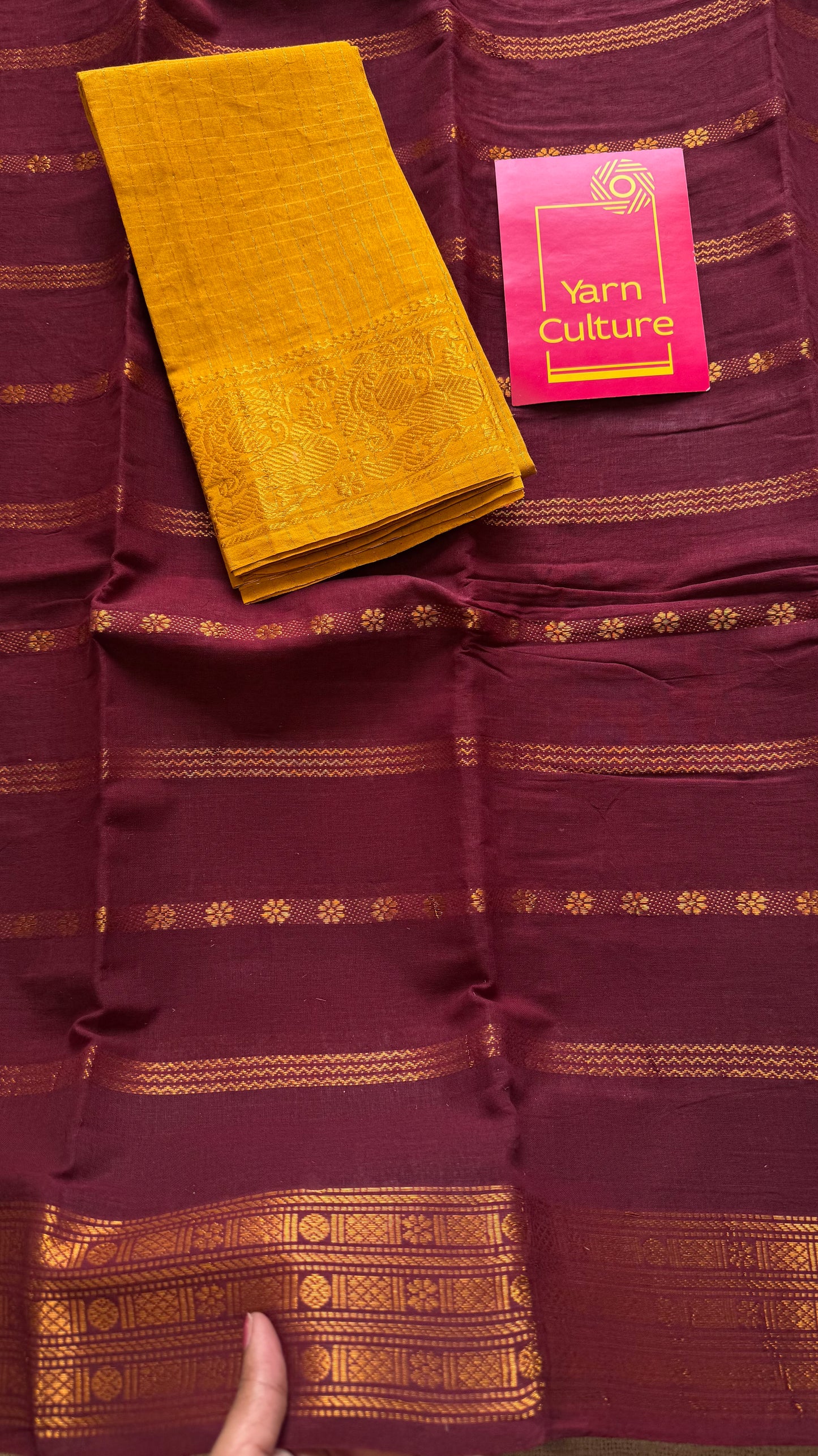 Maroon floral patterned velthaari, kattuchayam dyed madurai cotton saree  - YCCOTNMSAP211