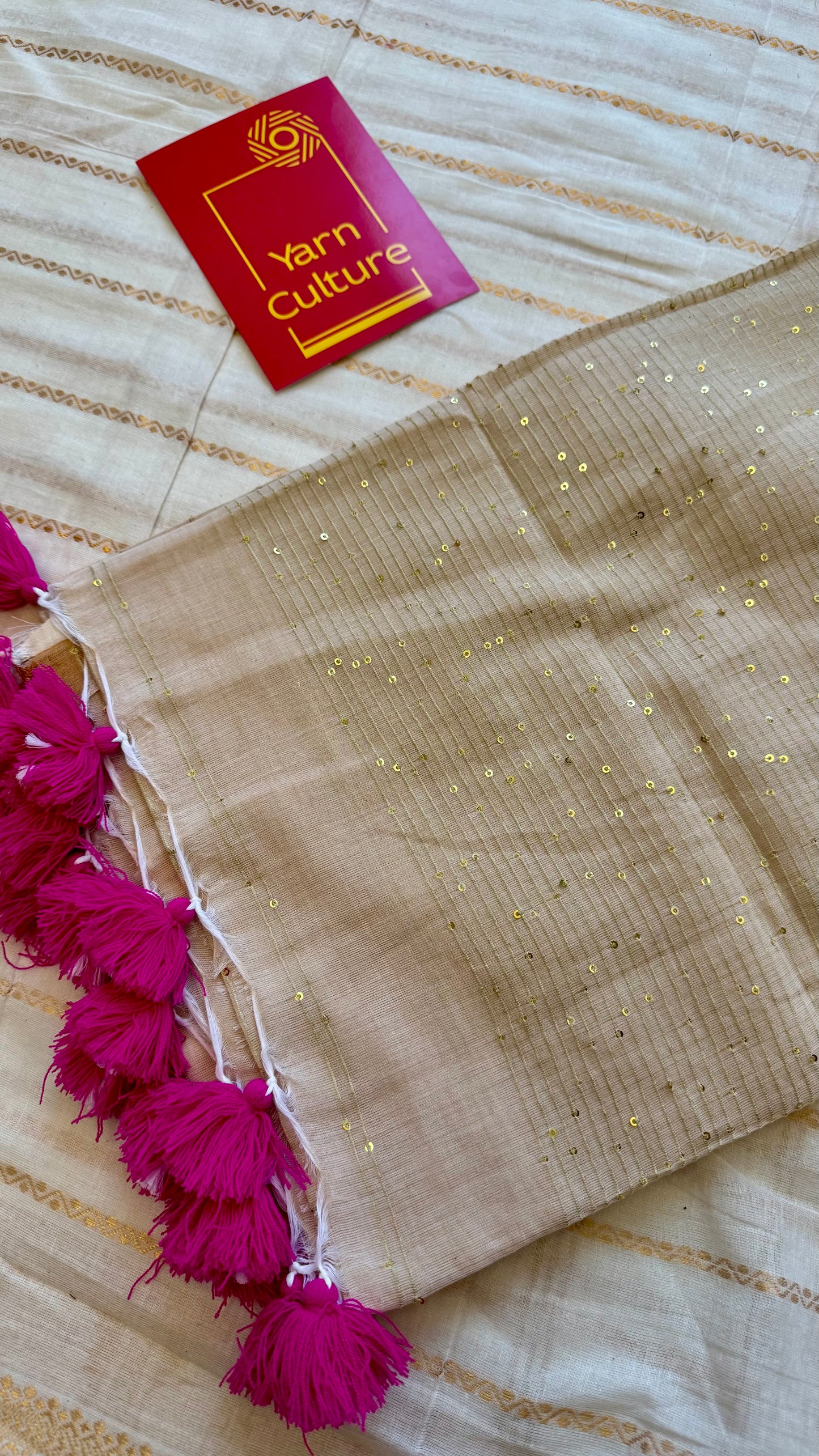 Sandal mul saree, sequins work  - YCIEON26