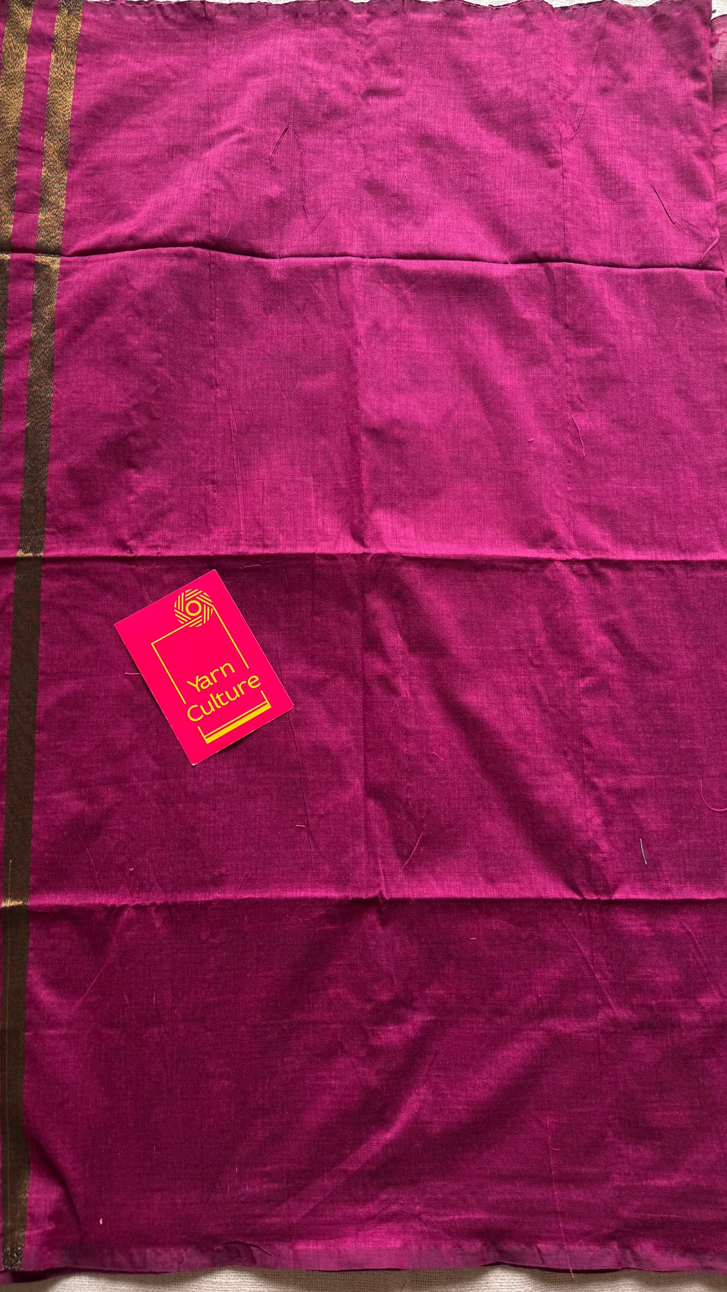 Berry pink khadi with antique gold pallu - YCBCKZPSE07