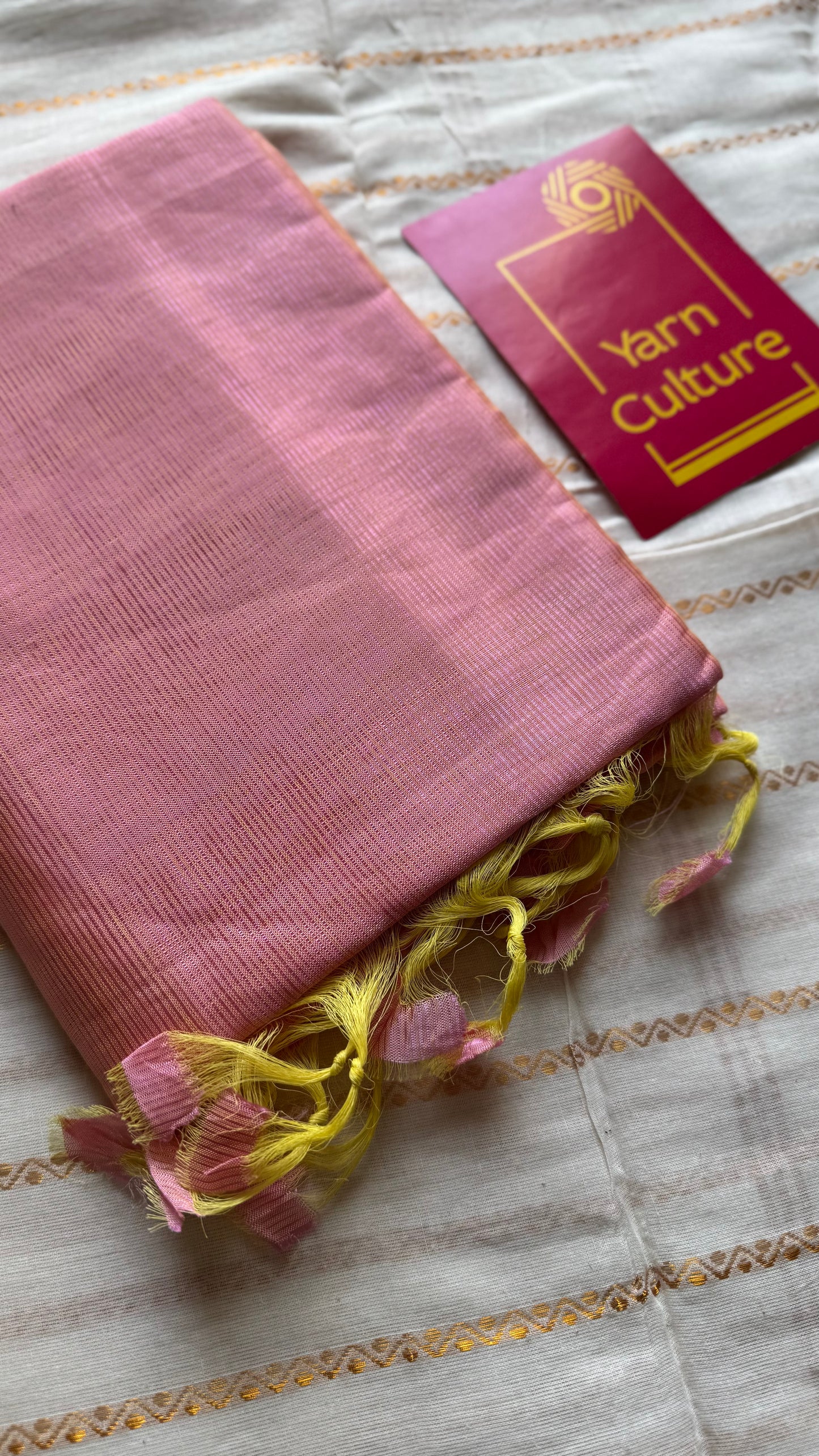 Plain pastel pink yellow dual tone, mangalgiri silk cotton, handwoven, soft, light weight - YCWOTDMSAP220