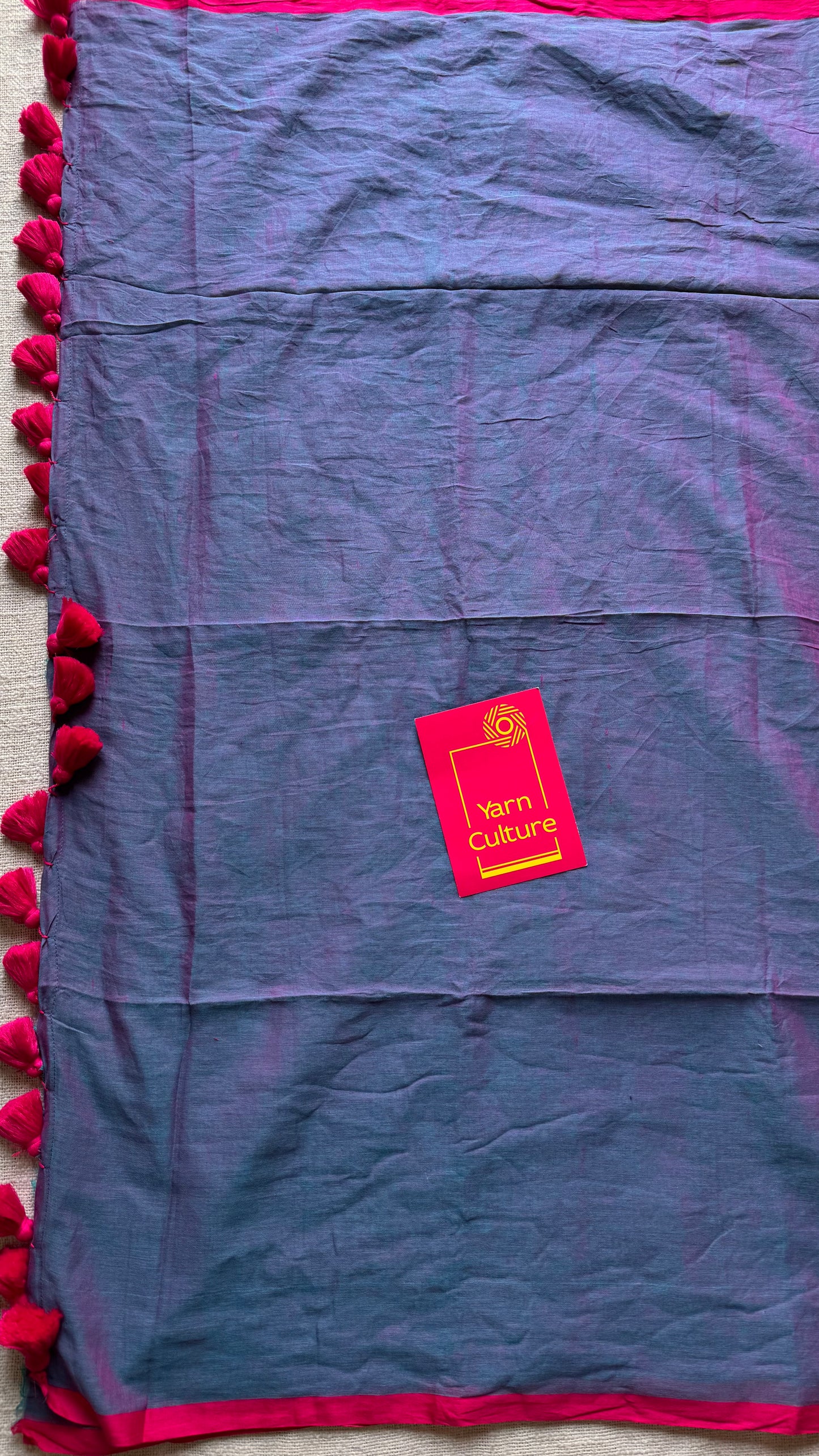 Dark lilac dual tone with pink and dark pink border mul cotton saree - YCBCMCFE227