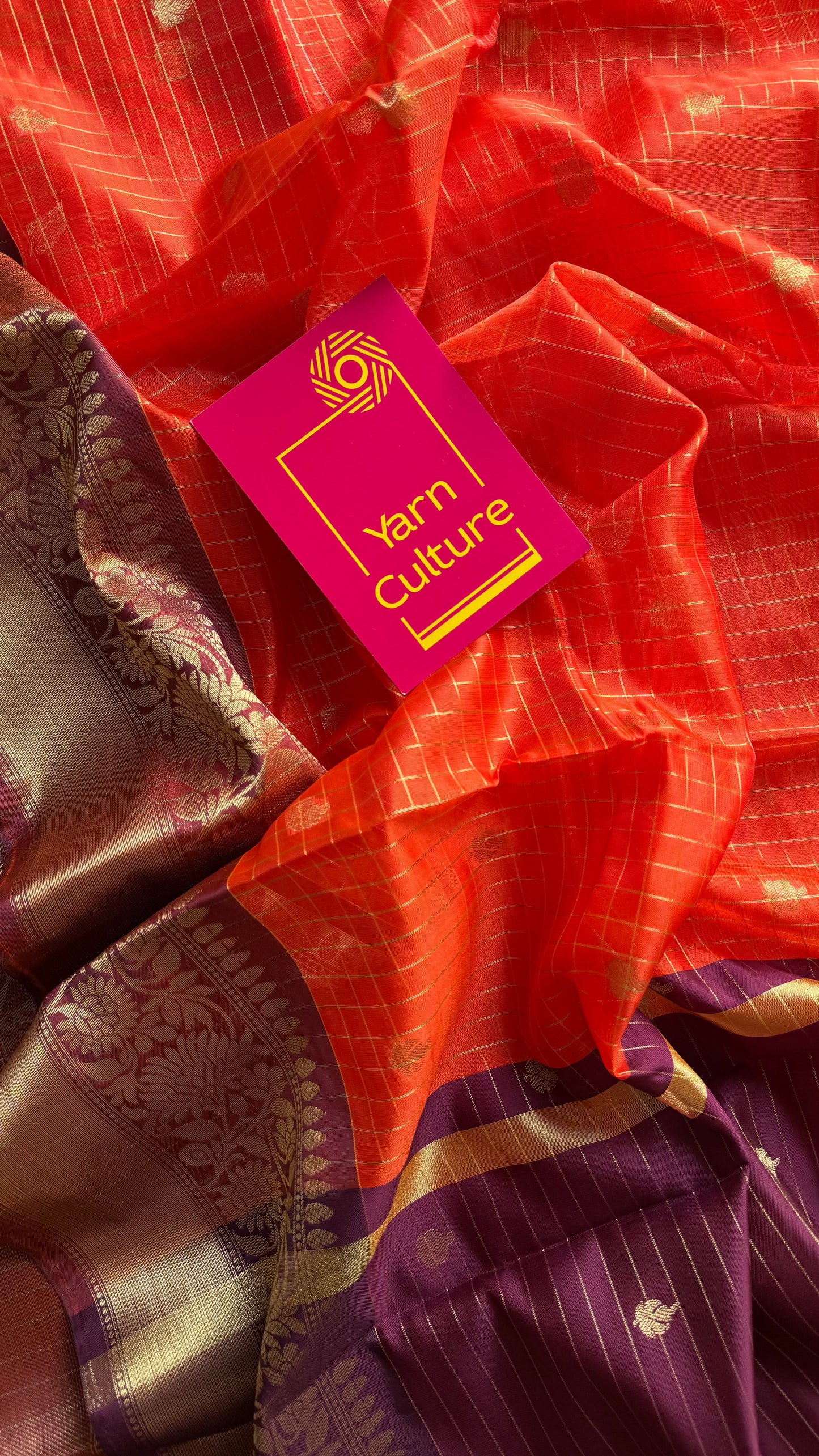 Dark orange with coffee brown, semi tissue silk - YCBLSSJA20