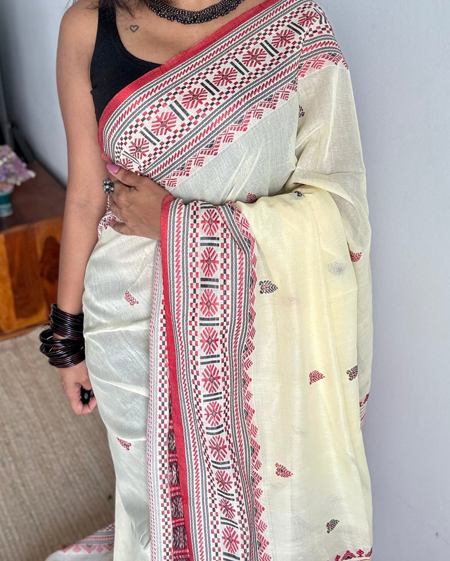 Naamghor (নামঘৰ) - Inspired by Assamese prayer space, calm and rooted, soft cotton - YCHOTEAJA210