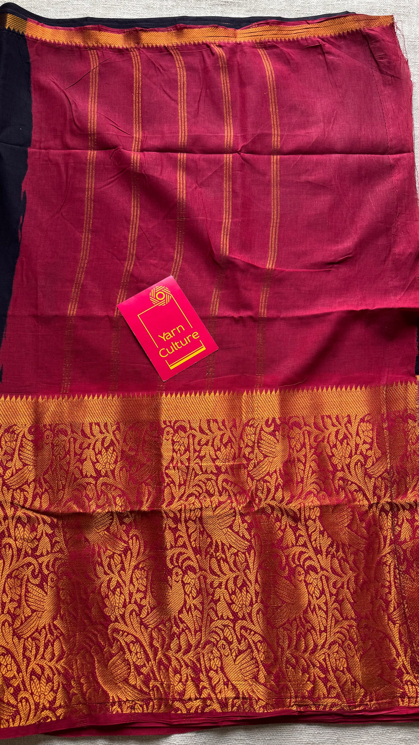 Black with red vanasringaram long border - madurai soft cotton - YCCOTNSEMS70