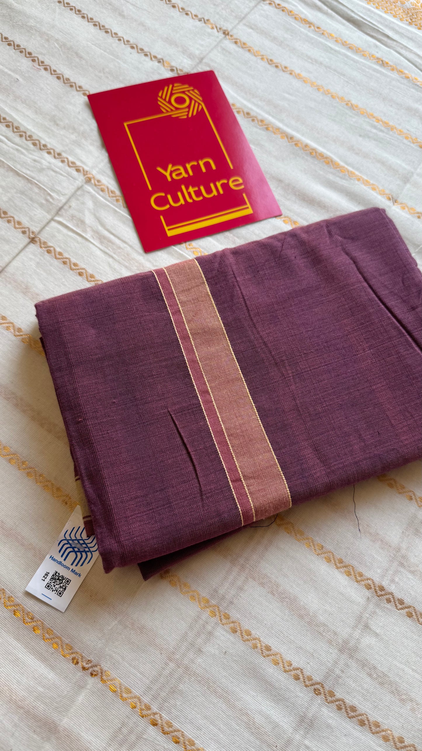 Wine Chendamangalam Handloom Single Mundu | Soft Cotton Men's Dhoti - YCMSEIE179