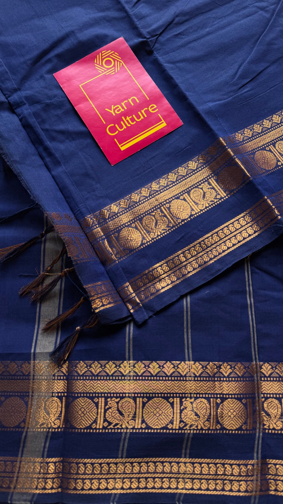 Blue with gap zari border, kanchi cotton saree - YCCOTNCCOC119