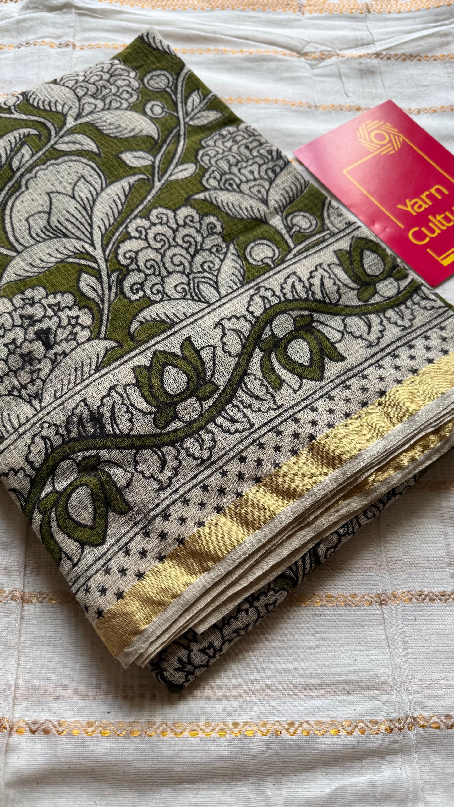 Light green floral kalamkari saree in kota - YCWOTDMA358