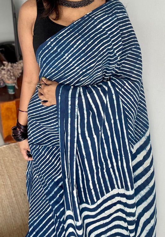 Nadi - Indigo stripes, soft cotton - YCWOTDNOBP95