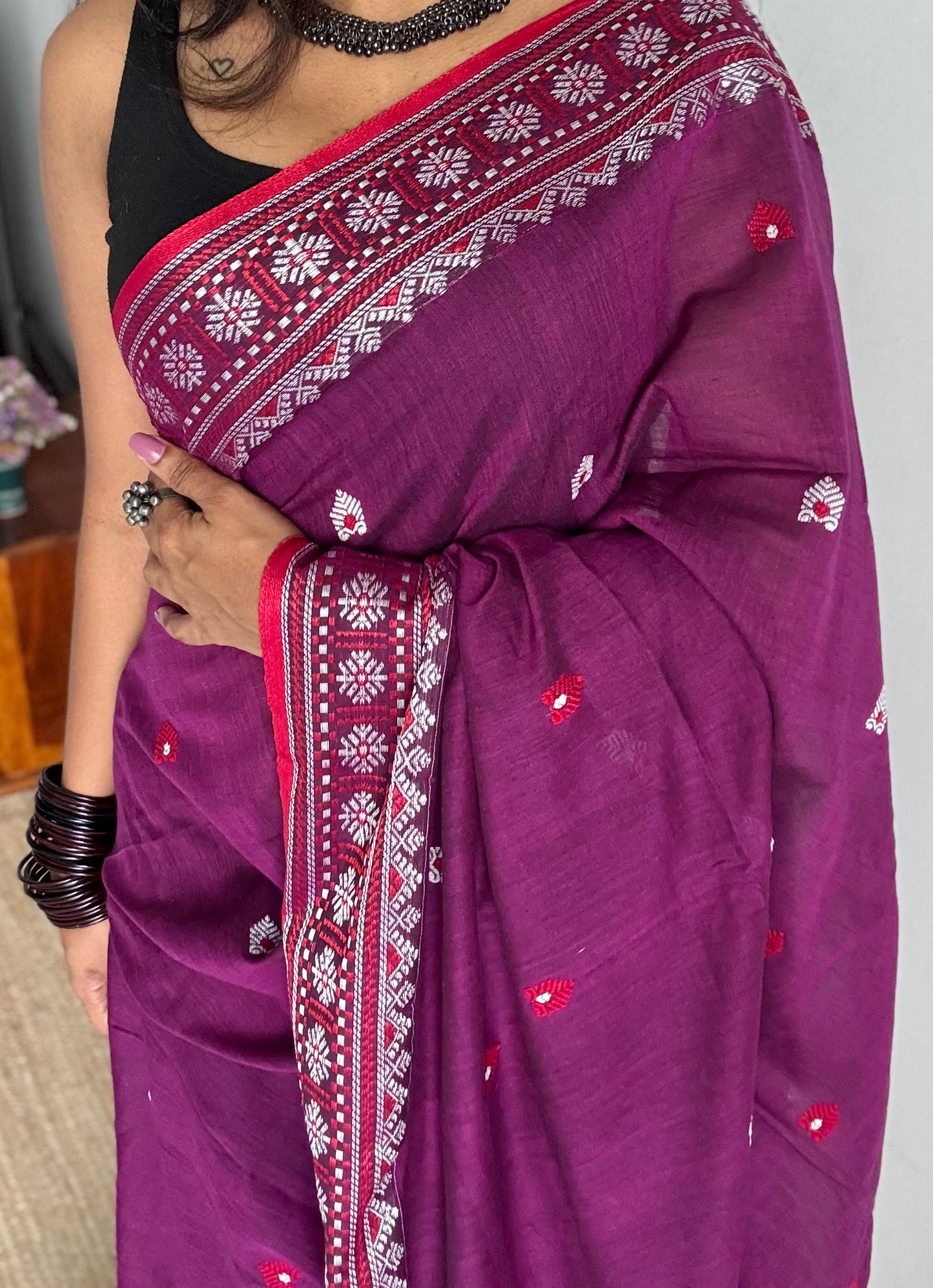 Drakshima (দ্ৰাক্ষিমা) - Inspired by deep wine tones, rich and graceful, soft cotton - YCHOTEAJA208