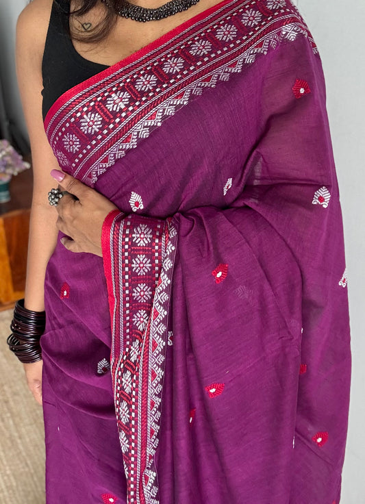 Drakshima (দ্ৰাক্ষিমা) - Inspired by deep wine tones, rich and graceful, soft cotton - YCHOTEAJA208