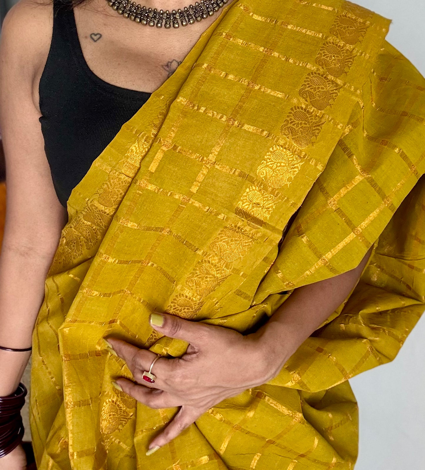 Light green pavithra kattam kattuchayam dyed madurai cotton saree - YCCOTNMSFE120