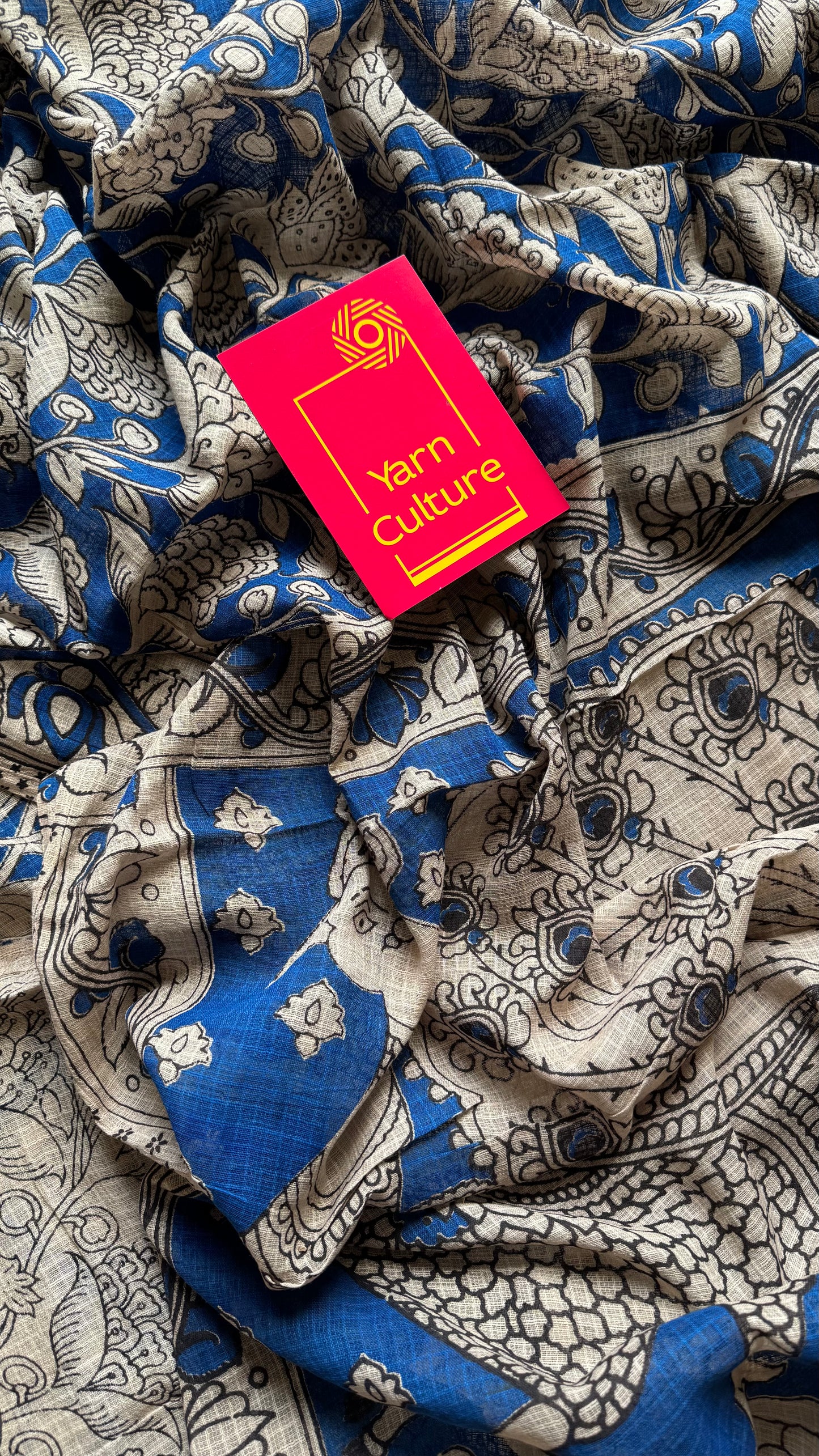 Blue floral kalamkari saree in kota - YCWOTDMA359