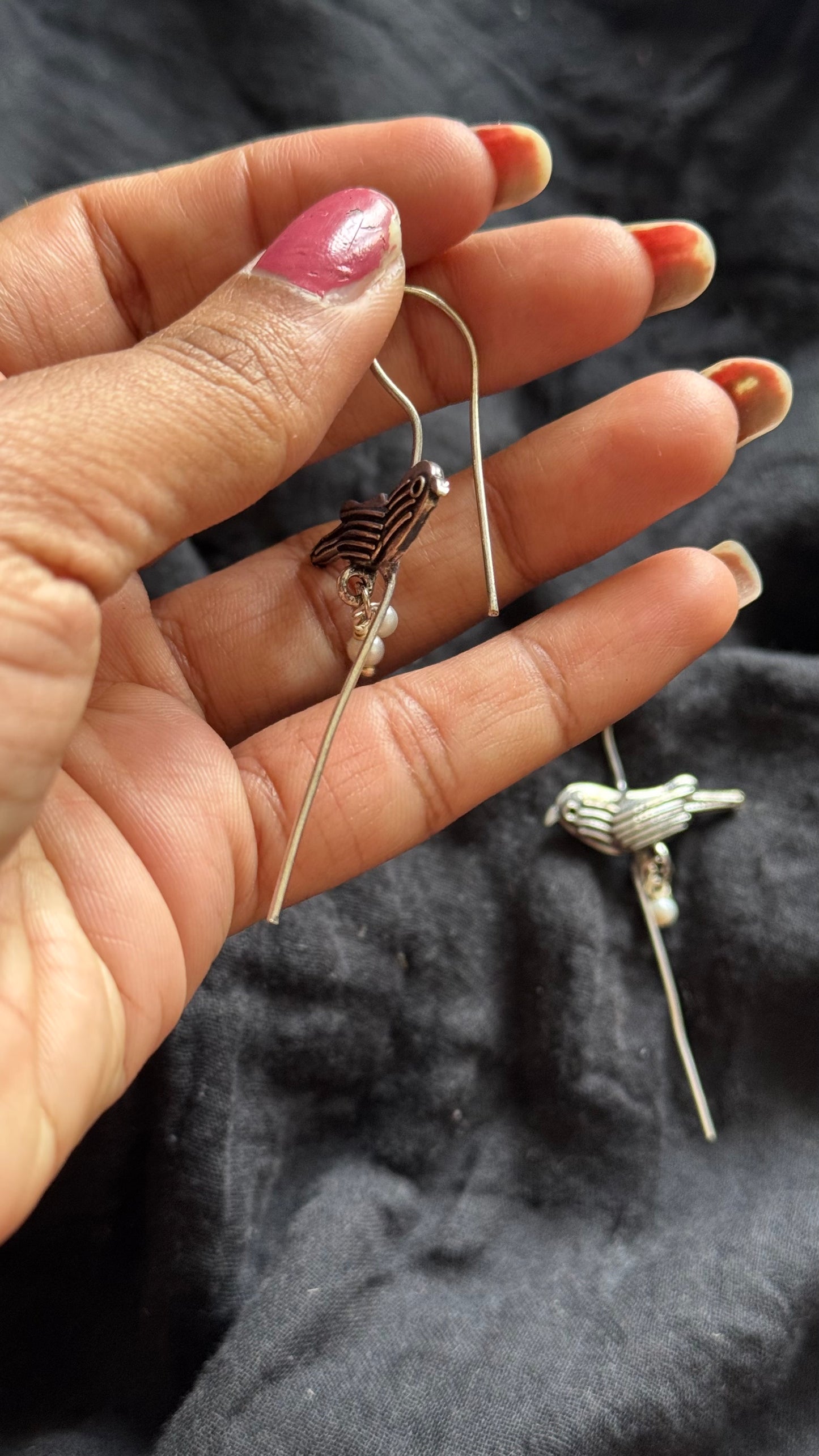 Oxidised silver, bird earcuff - YCOSEC490