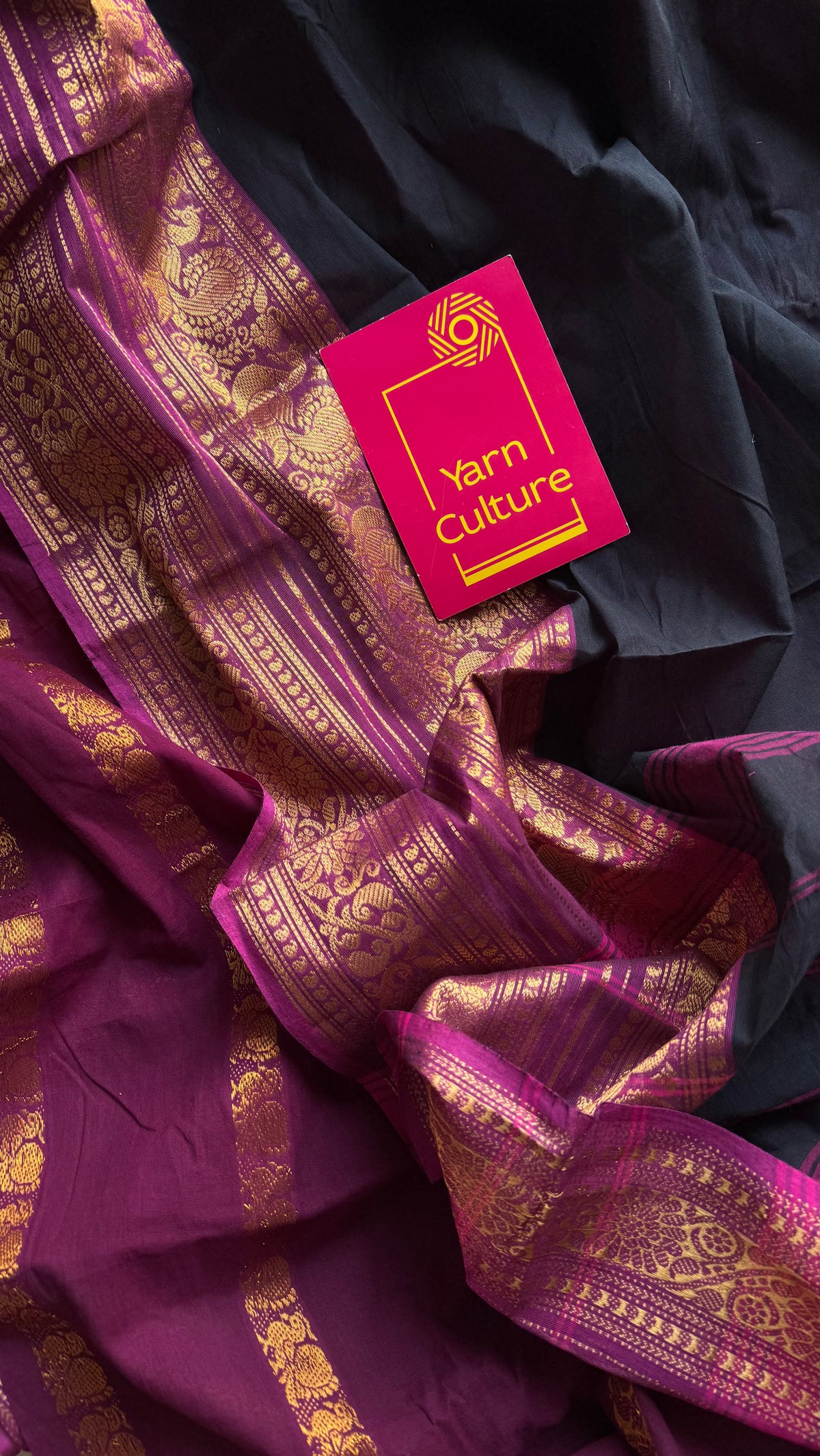 Black with purple pink (vadamalli), with sungudi and chettinad cotton half and half saree - YCCOTNIDOC128