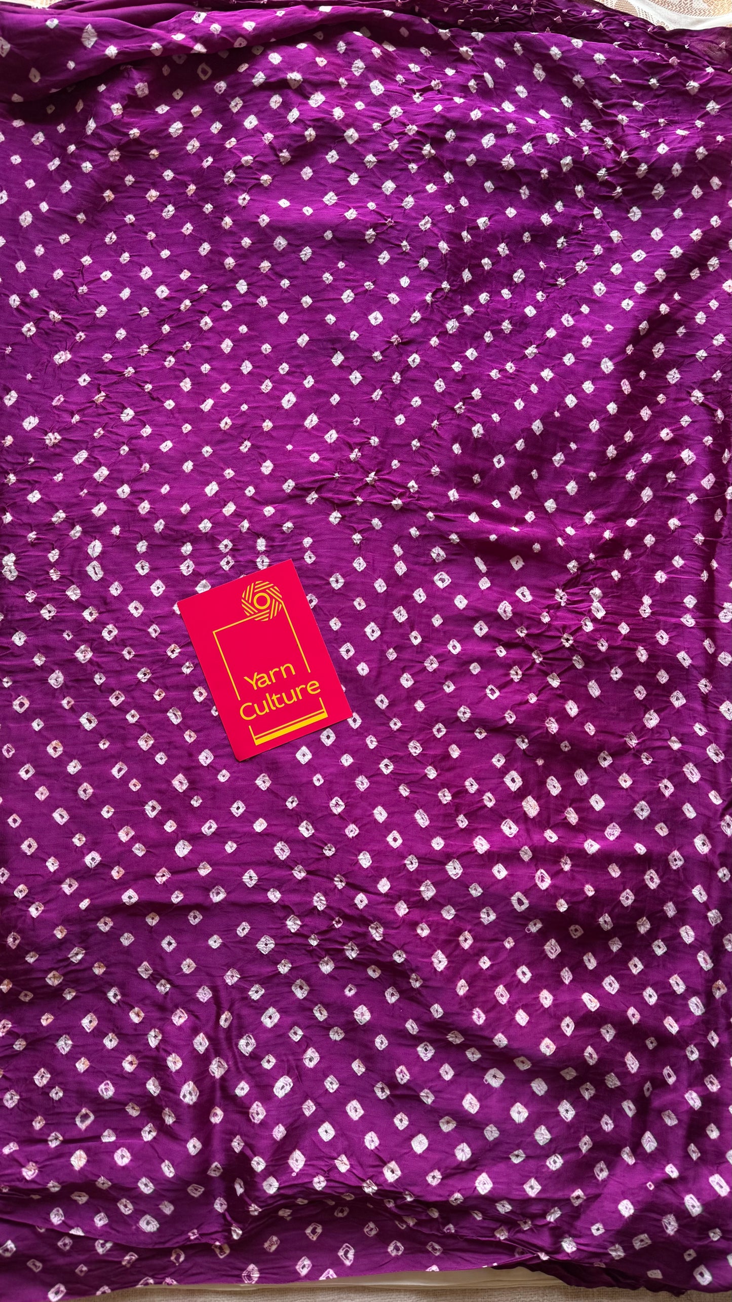 Purple pink (vadamalli) crushed bandhej pure modal silk saree with lagdi patta zari pallu - YCTOKBM329