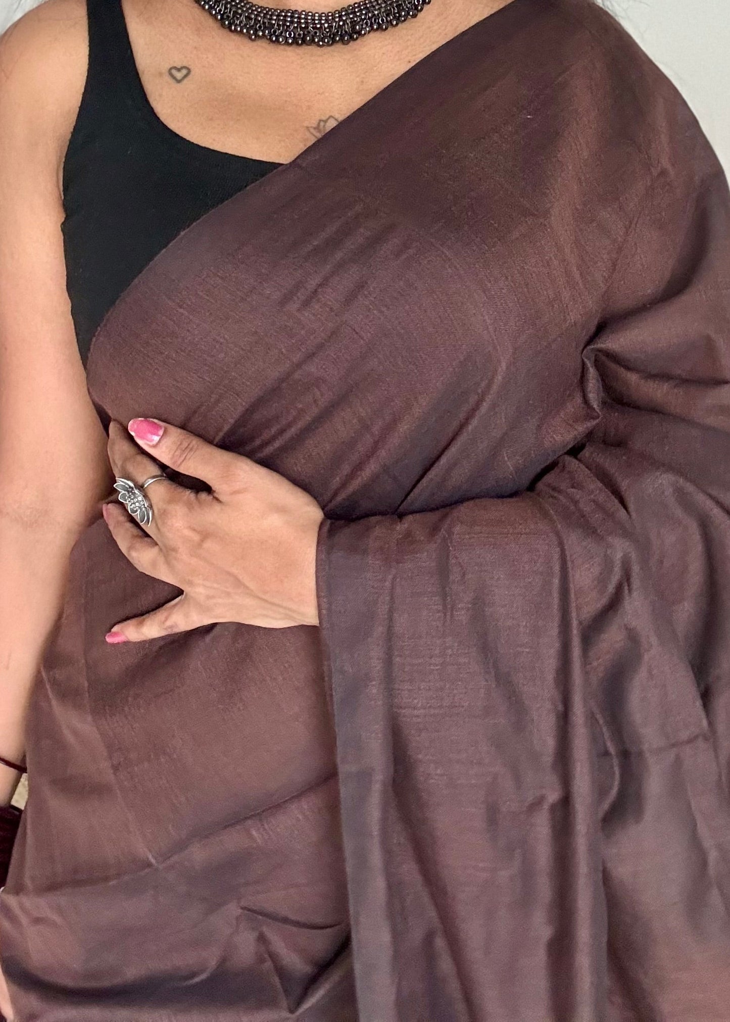 Brown soft cotton saree  - YCBCKCAP22