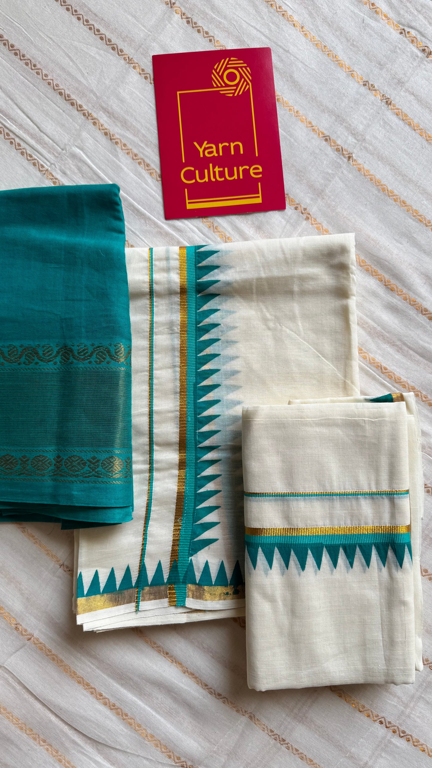 Set mund, turquoise blue temple border - YCIEON117