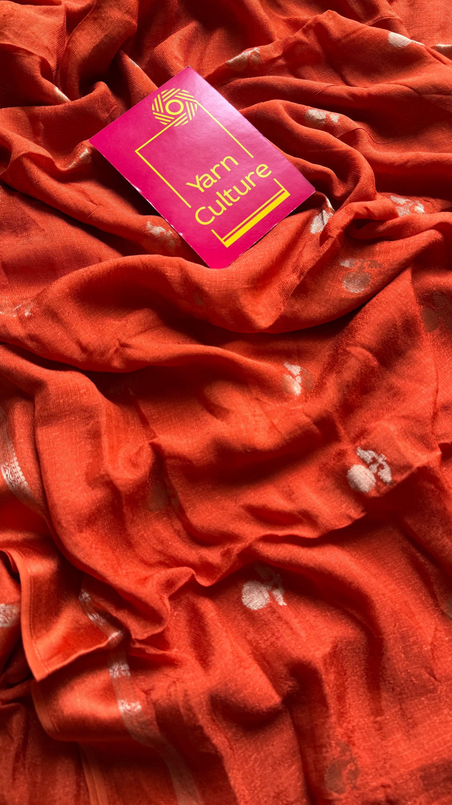Orange in semi khadi silk, zari motifs - YCDOSFE19