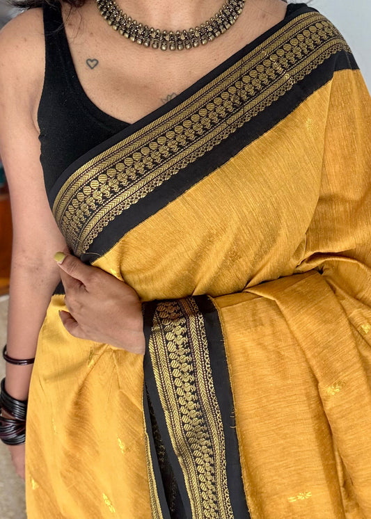 Yellow with black - cotton silk - YCCOTNSEKCS05