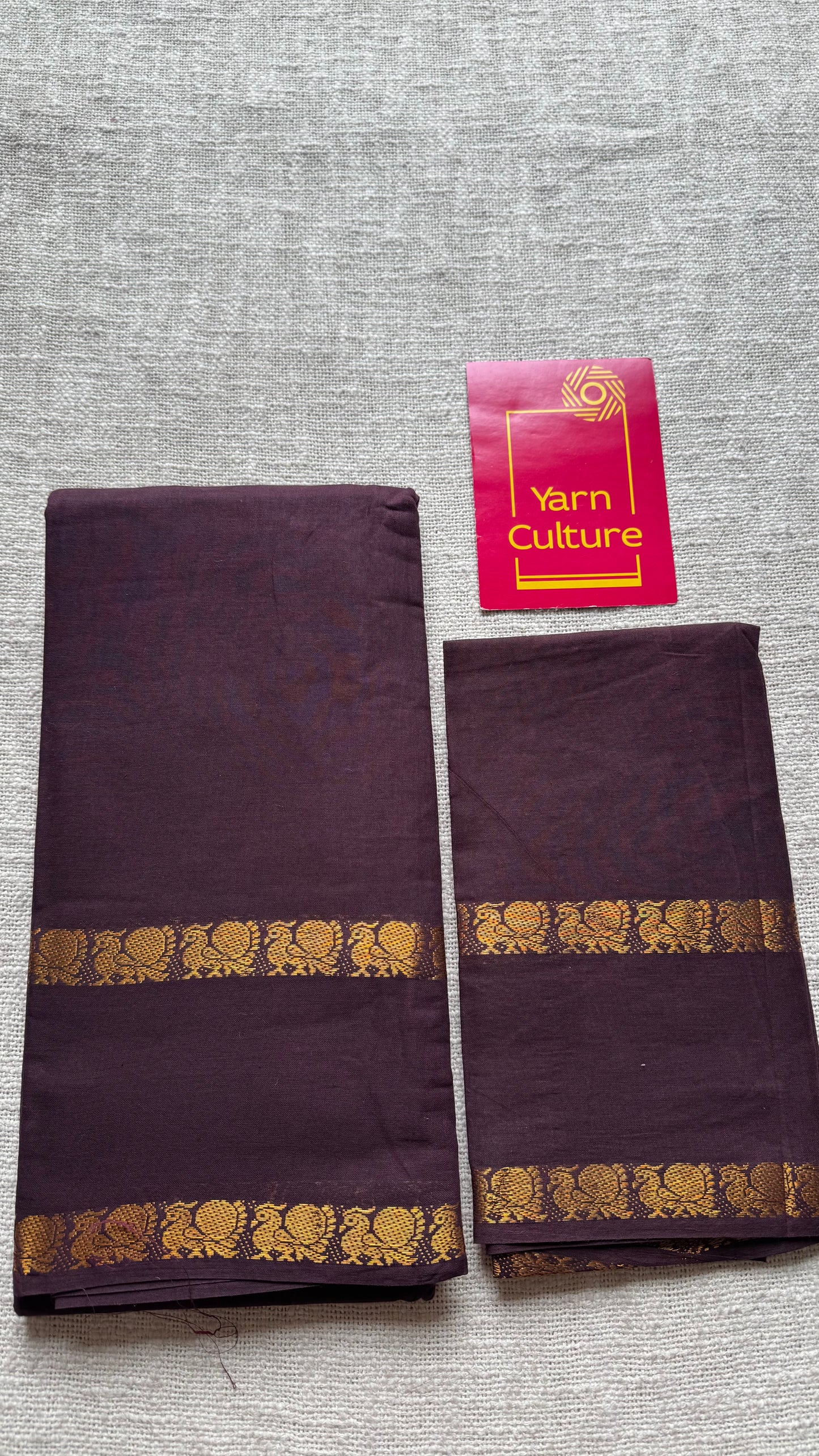 Brown rettaipettu peacock double border - madurai kattuchayam - YCCOTNSEMS36
