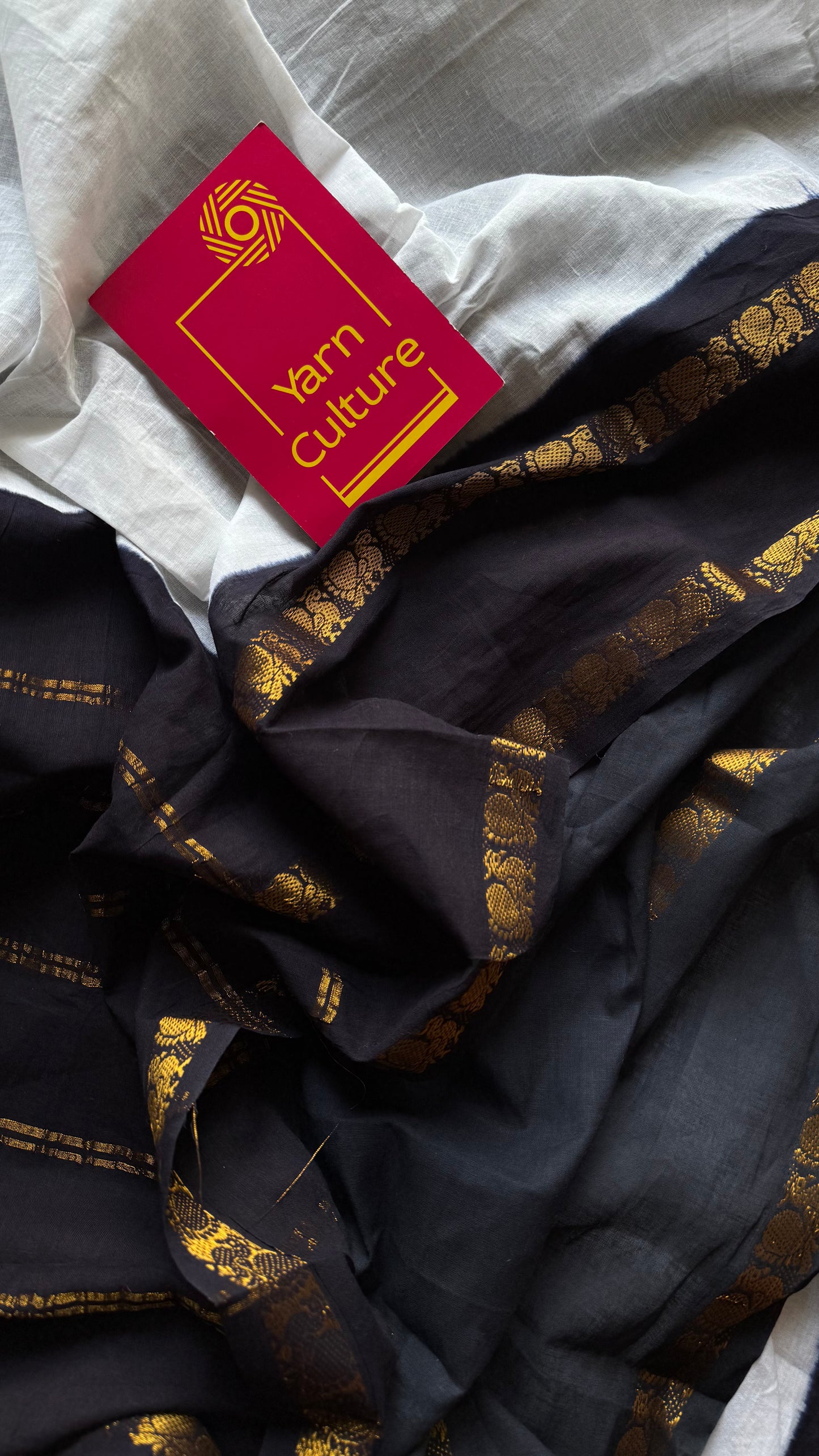 White with black, sungudi cotton half-half saree - YCCOTNMSFE368