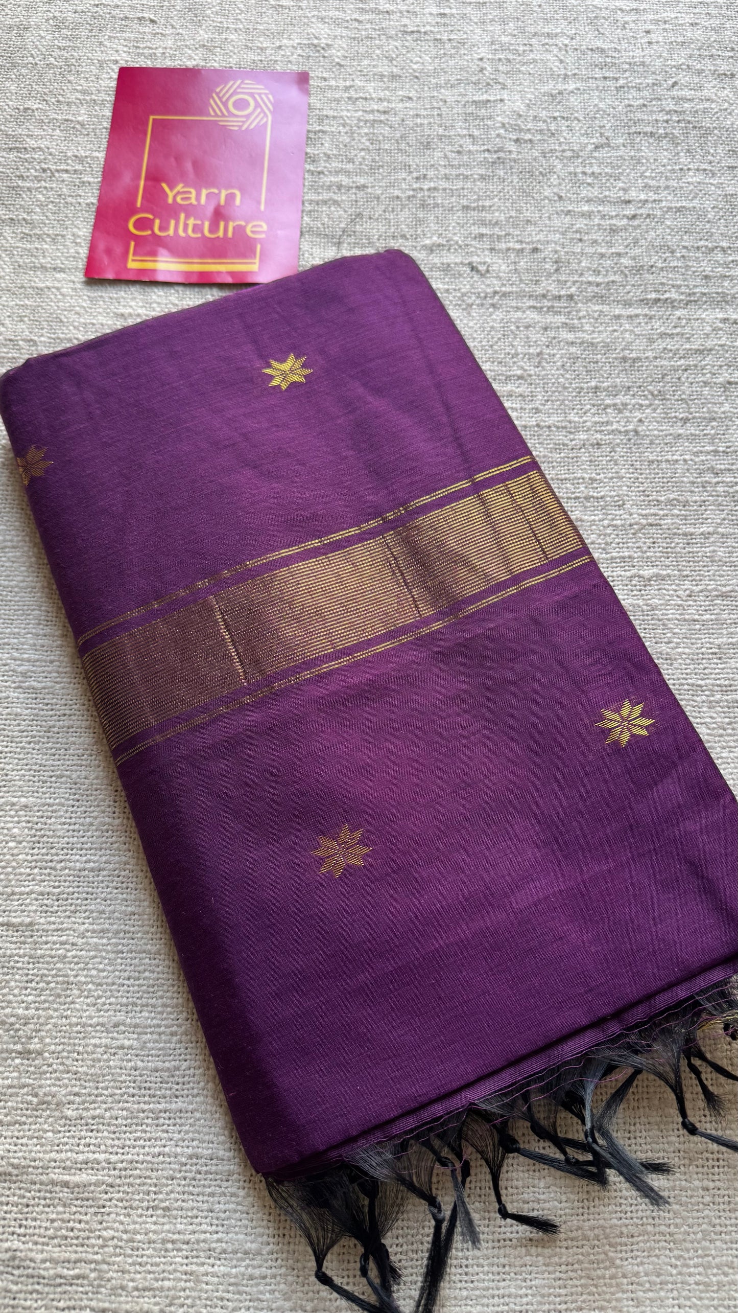 Grape wine, gold buttas, semi maheshwari cotton silk - YCCOTNCSDE87
