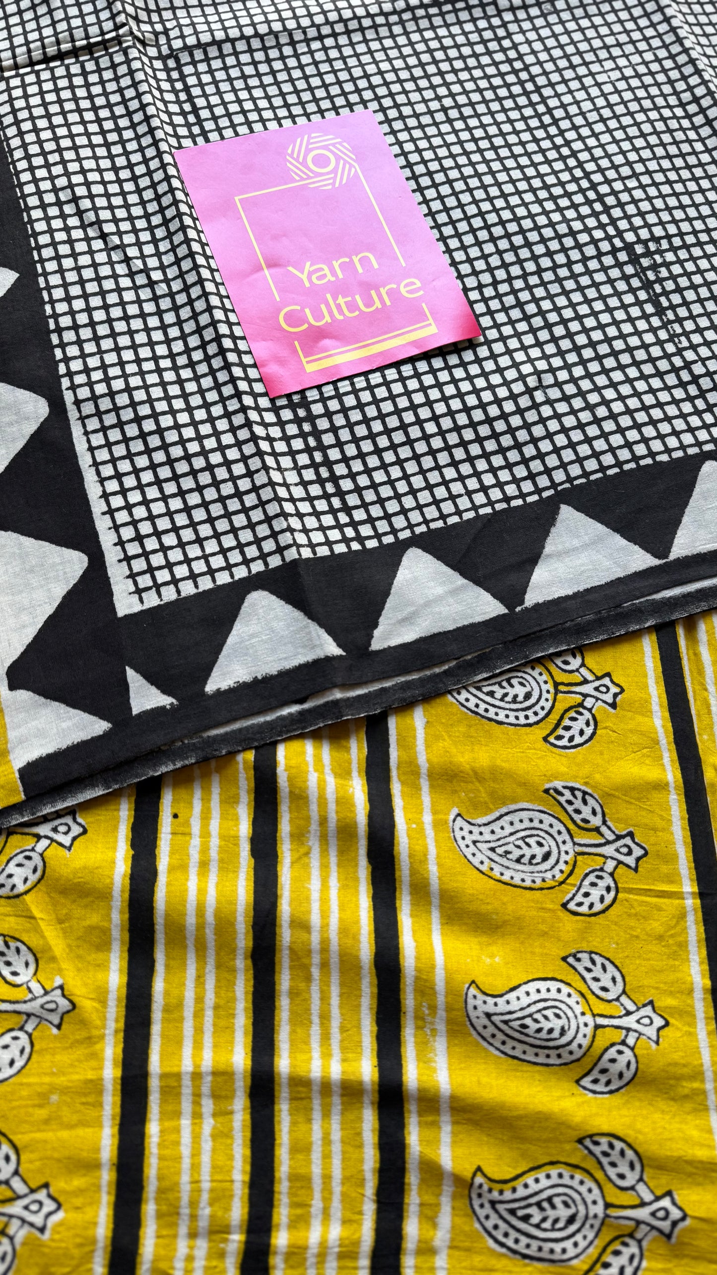 Black and white checks, block print, soft cotton - YCTORNOBP97