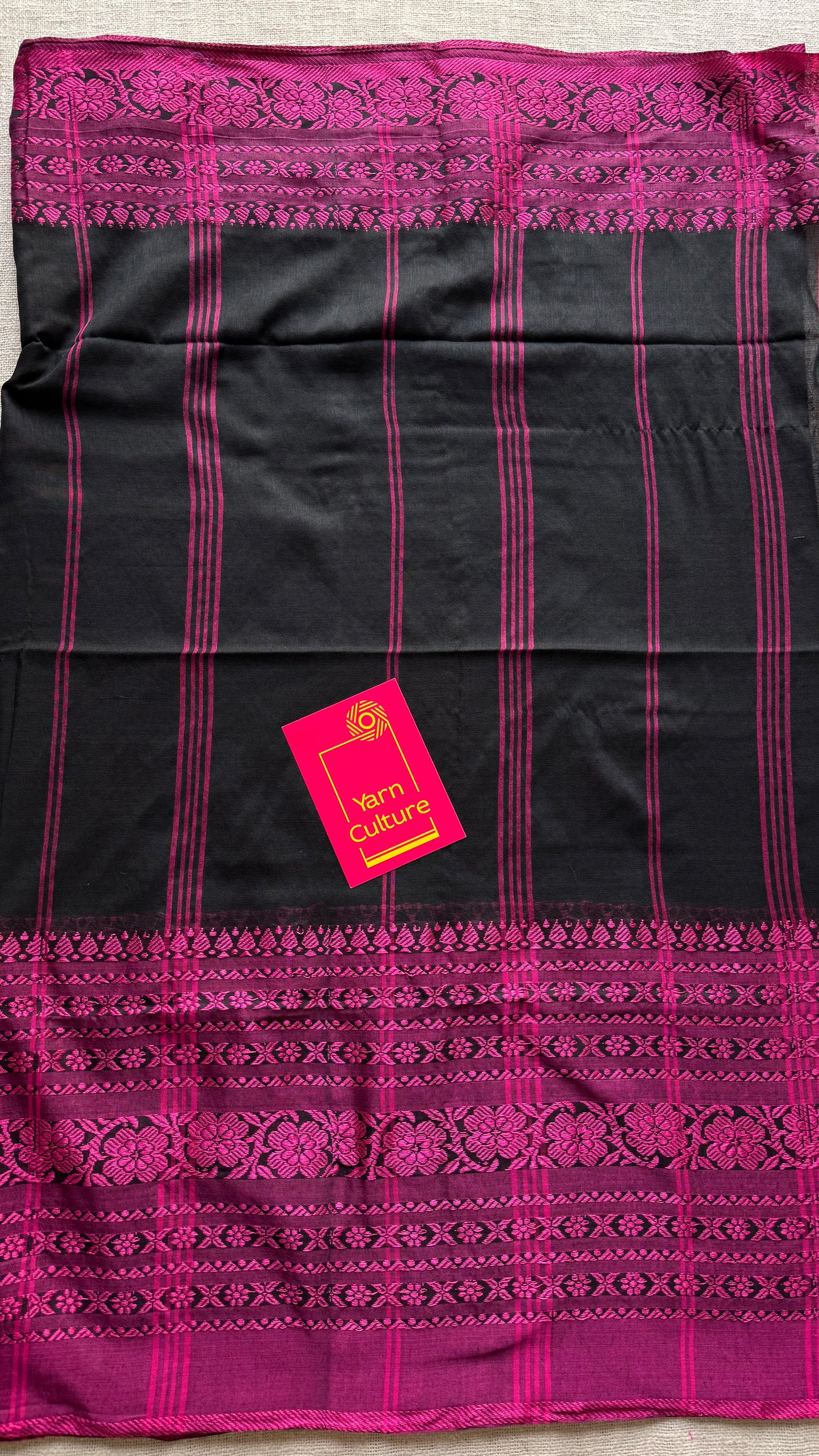 Black with magenta threadwork, begampuri soft cotton - YCBCBPJA197