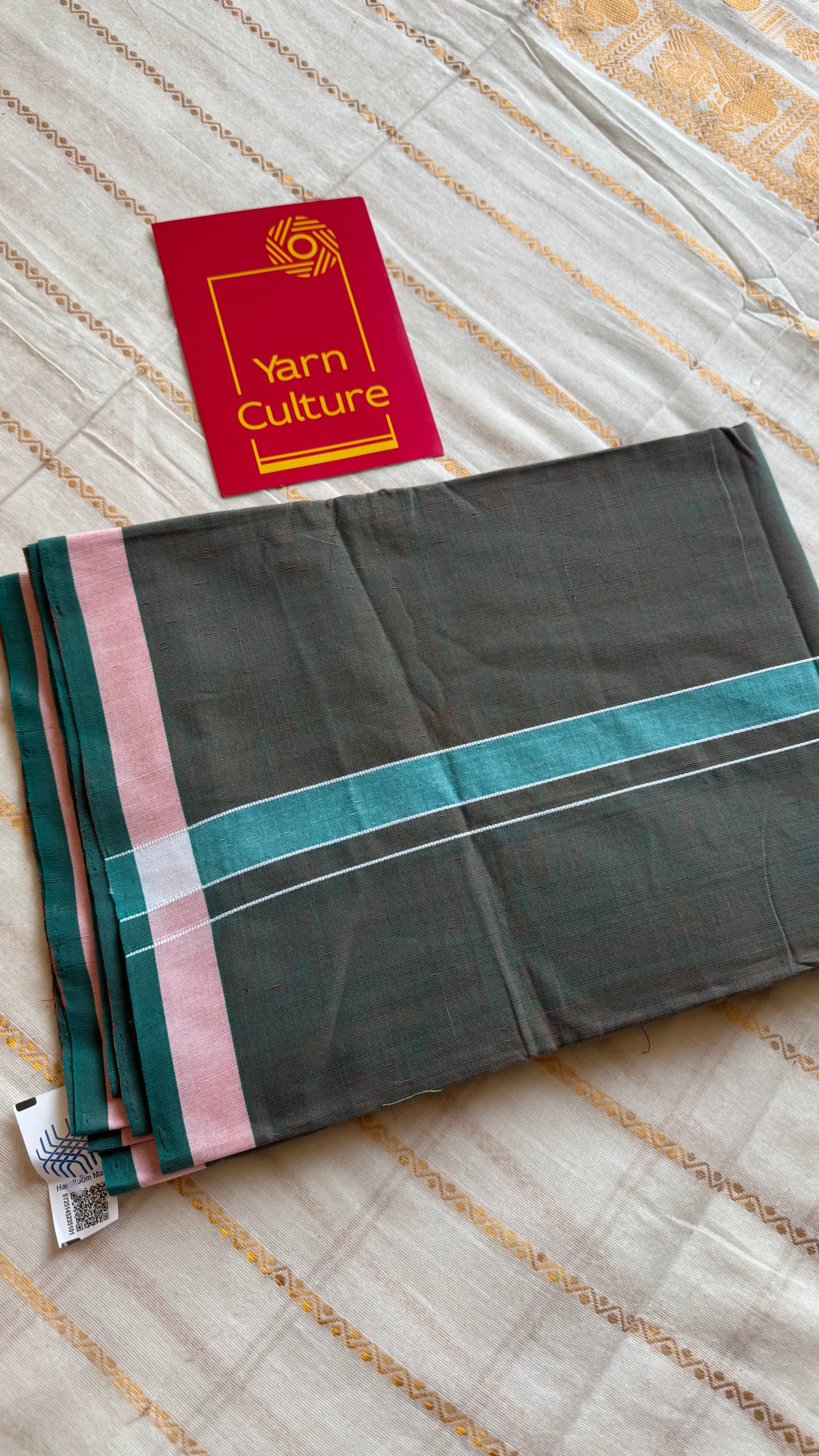 Green Chendamangalam Handloom Single Mundu | Soft Cotton Men's Dhoti - YCMSEIE181