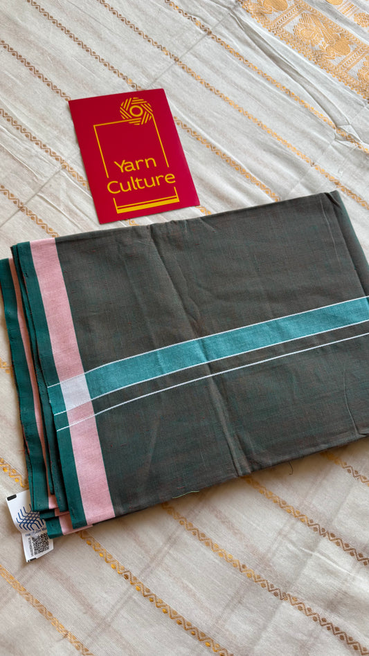 Green Chendamangalam Handloom Single Mundu | Soft Cotton Men's Dhoti - YCMSEIE181