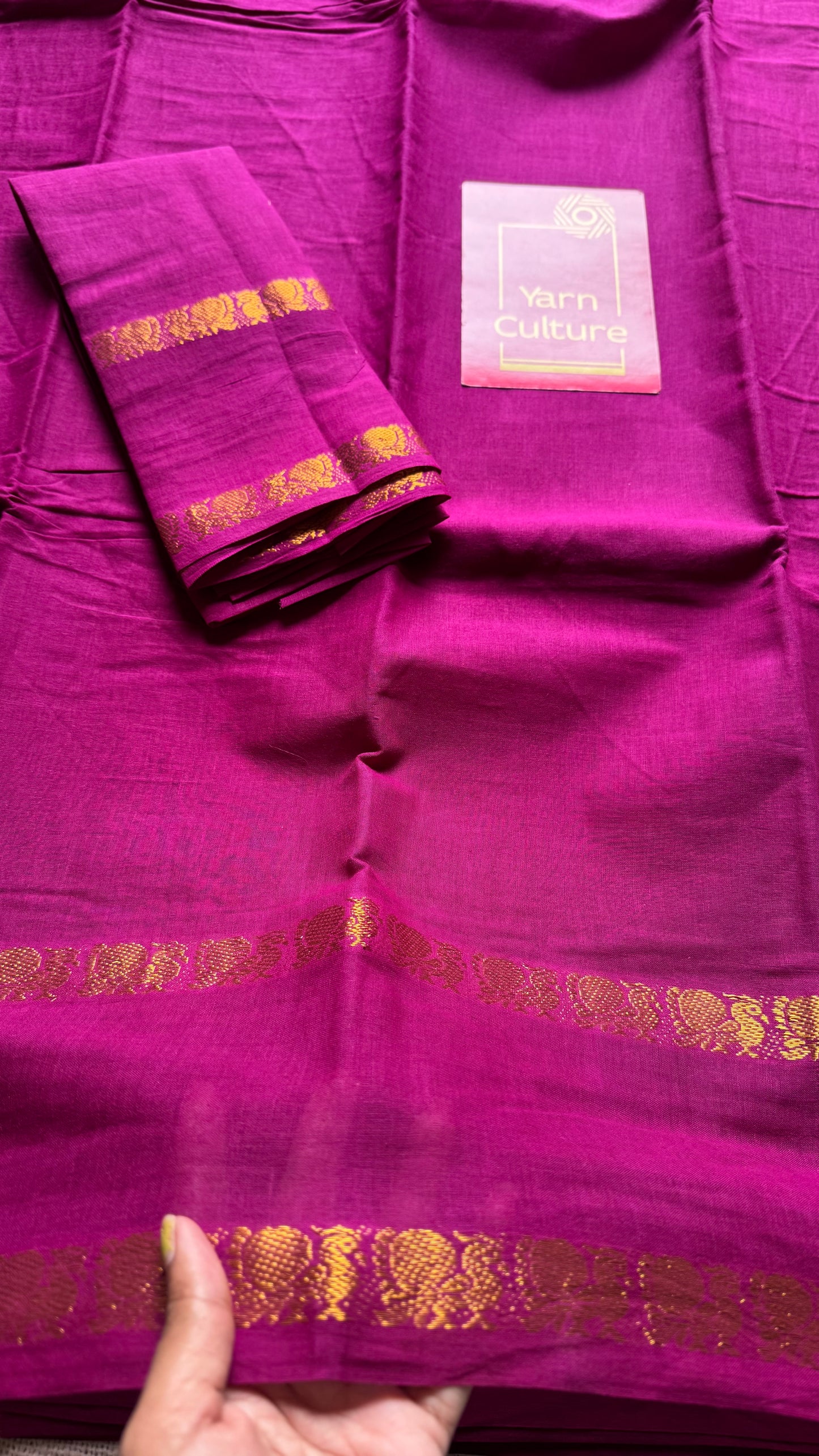 Purple pink (vadamalli) rettaipettu peacock double border - madurai kattuchayam - YCCOTNSEMS26