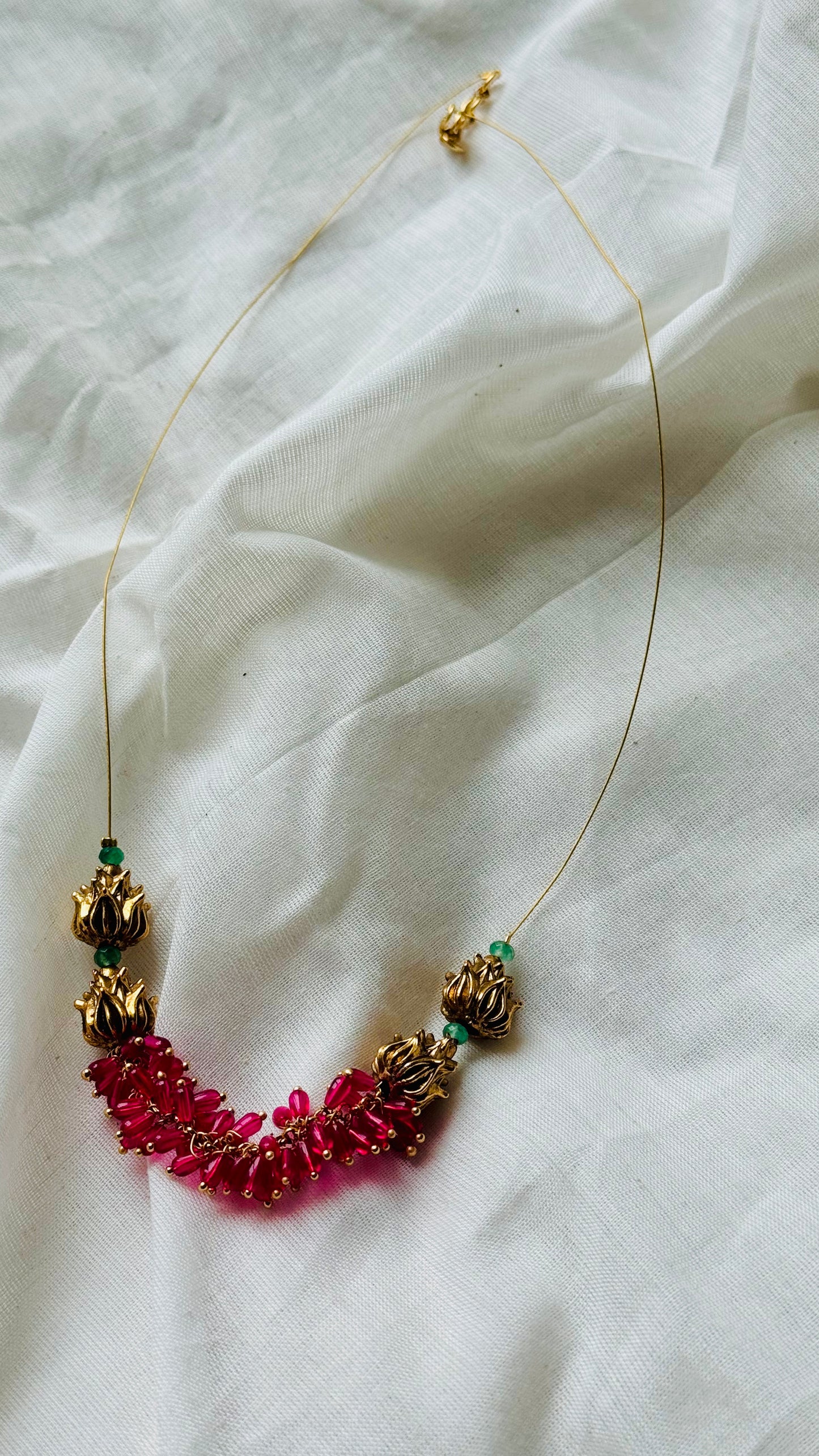 Hot pink beads, invisible chain - YCGPNP799