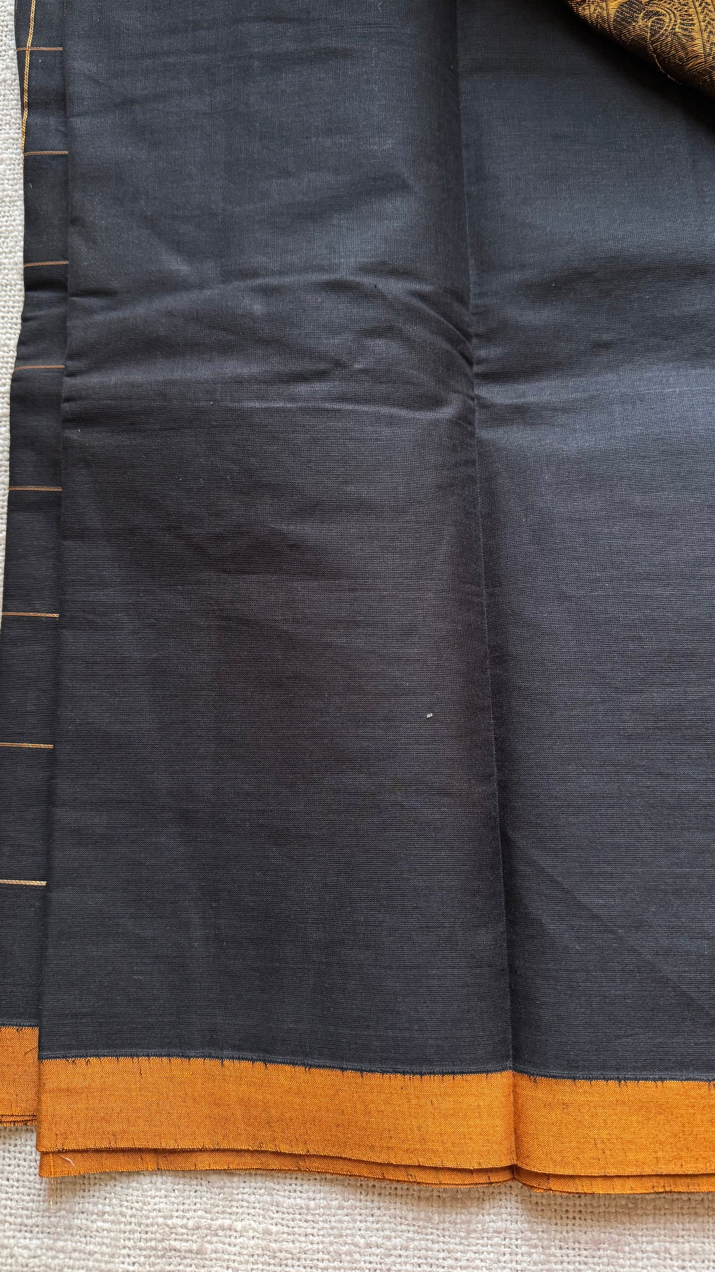 Black dual tone checks with peacock motifs, kanchi cotton saree - YCCOTNKCFE336