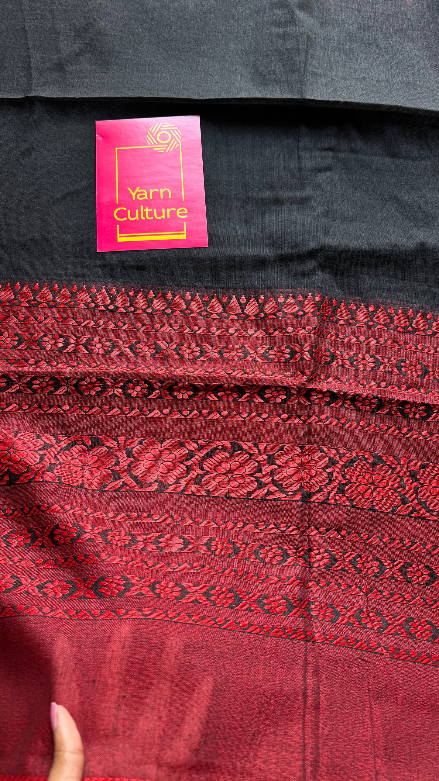 Black with red threadwork, begampuri soft cotton - YCBCBPJA196