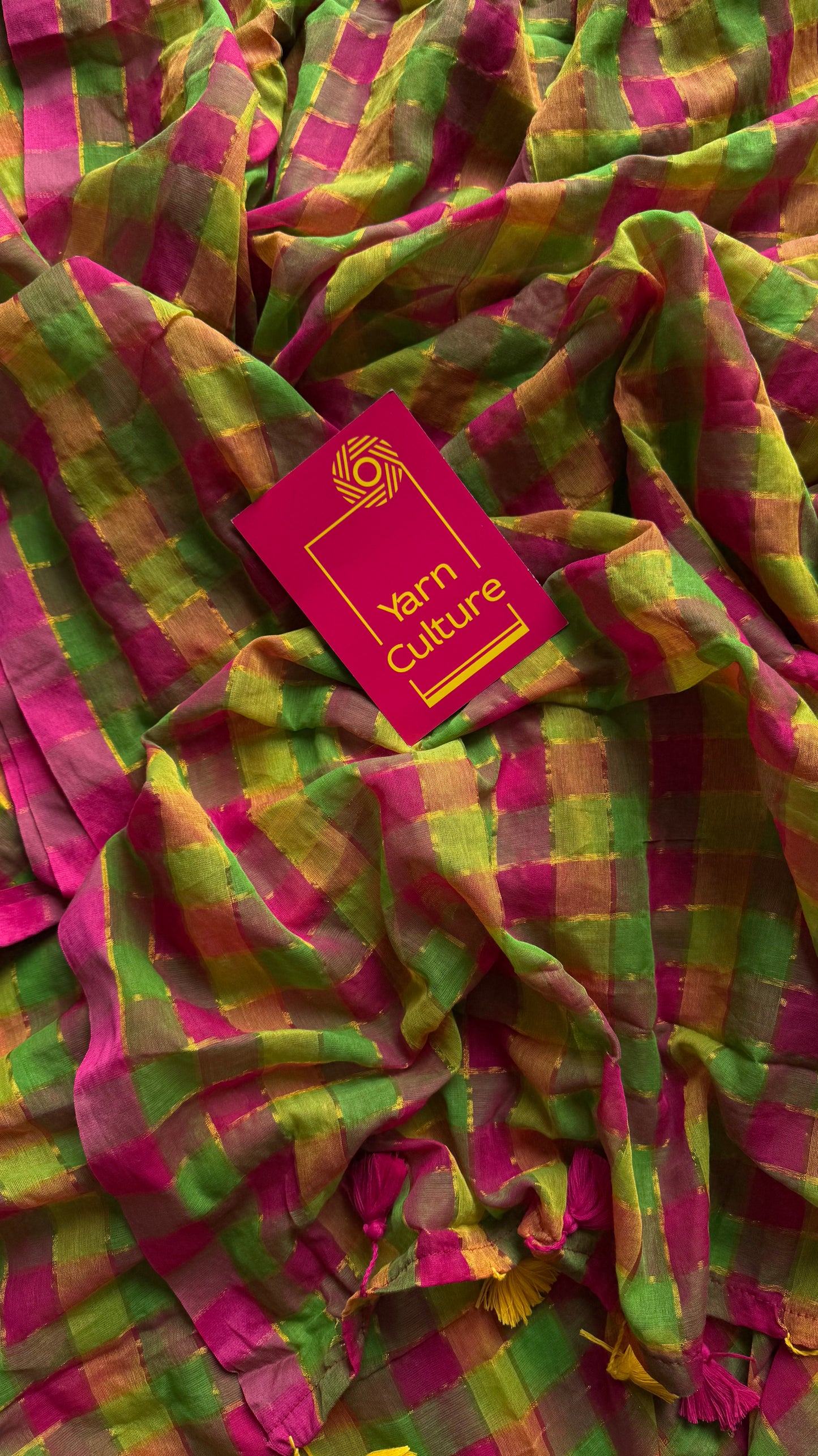 Multicoloured madras checks inspired mul cotton saree - YCBCMCFE233